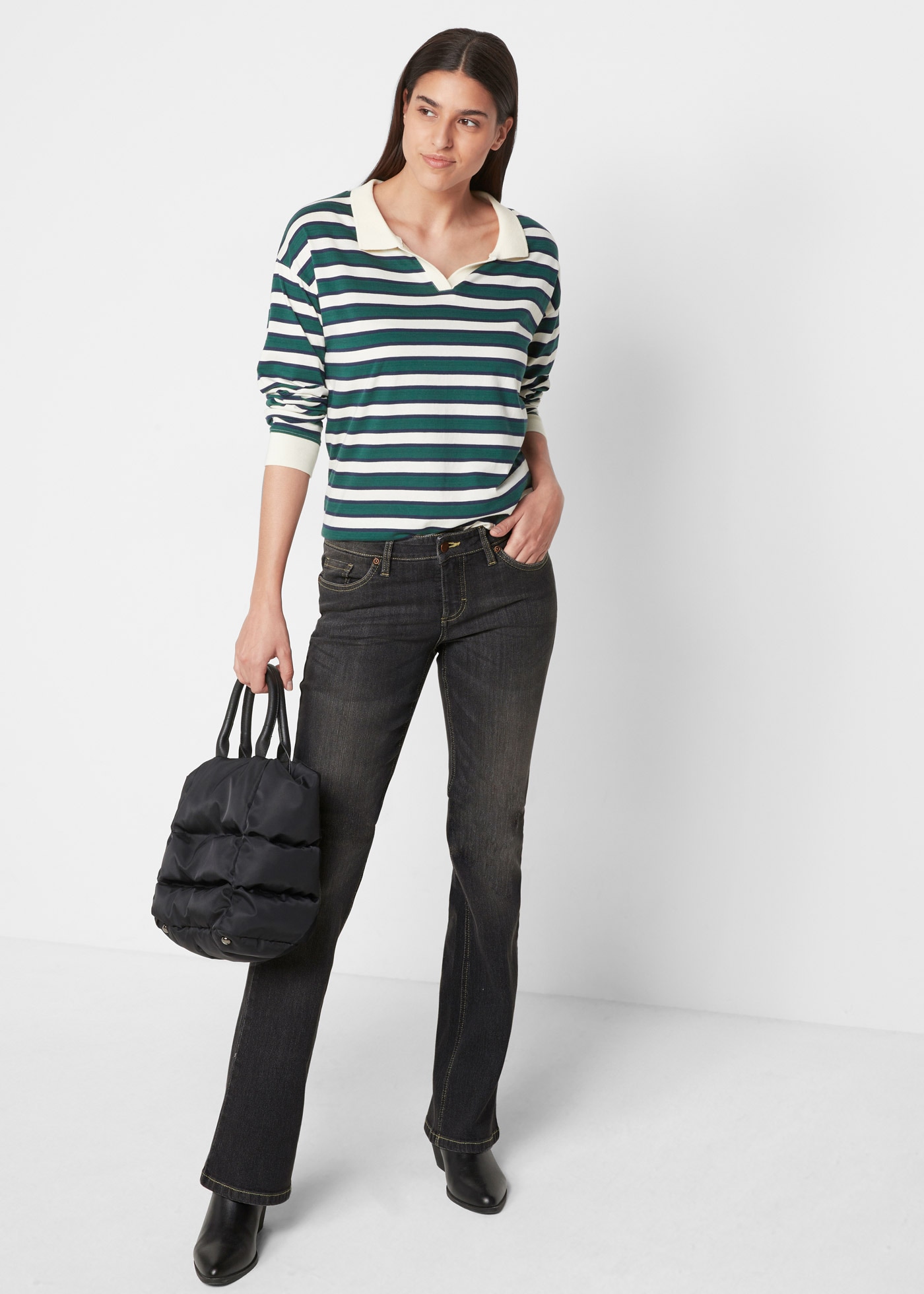 bonprix Bootcut-Jeans »Bootcut Jeans Mid Waist, Komfort-Stretch«, Bootcut Jeans Mid Waist, Komfort-Stretch
