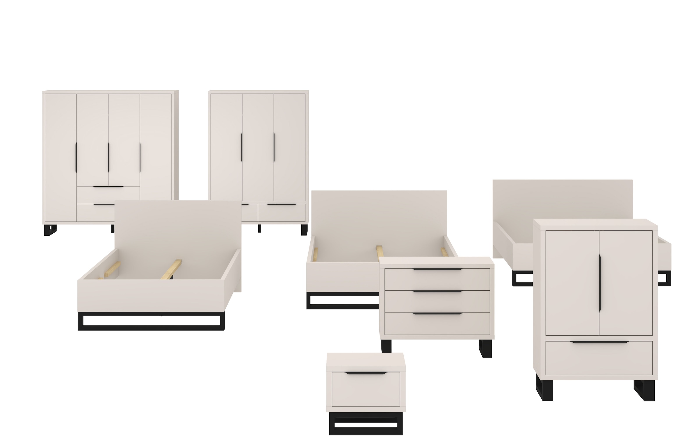 Home affaire Drehtürenschrank »Bronne,Breite 145 cm, Kleiderschrank inclusive Innenausstattung« Kleiderschrank, 2 Schubkästen, Metallgriffe, Garderobe