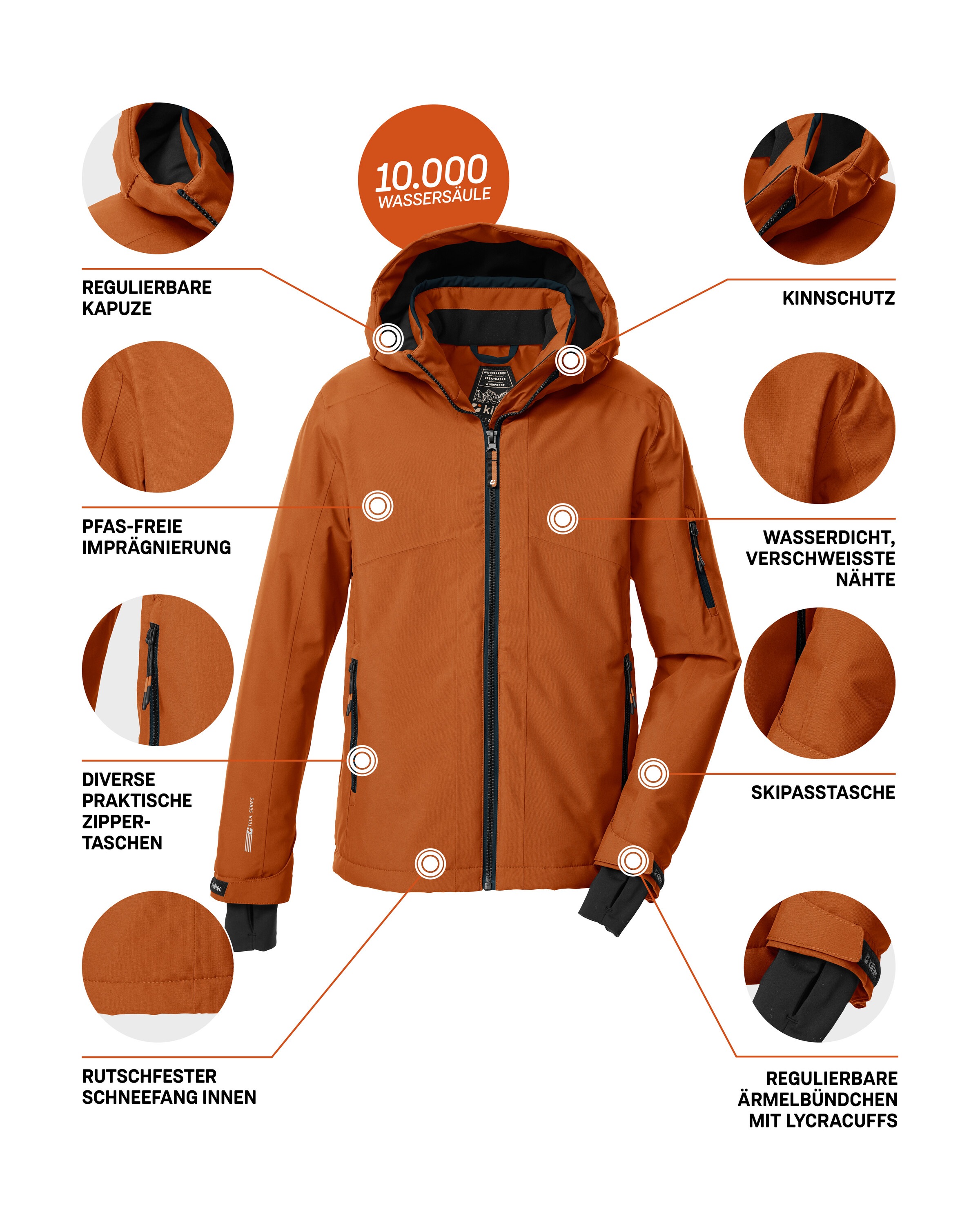 Killtec Skijacke »KSW 202 BYS SKI JCKT«, Wasserdichte Kinder-Skijacke mit verstellbarer Kapuze und Schneefang