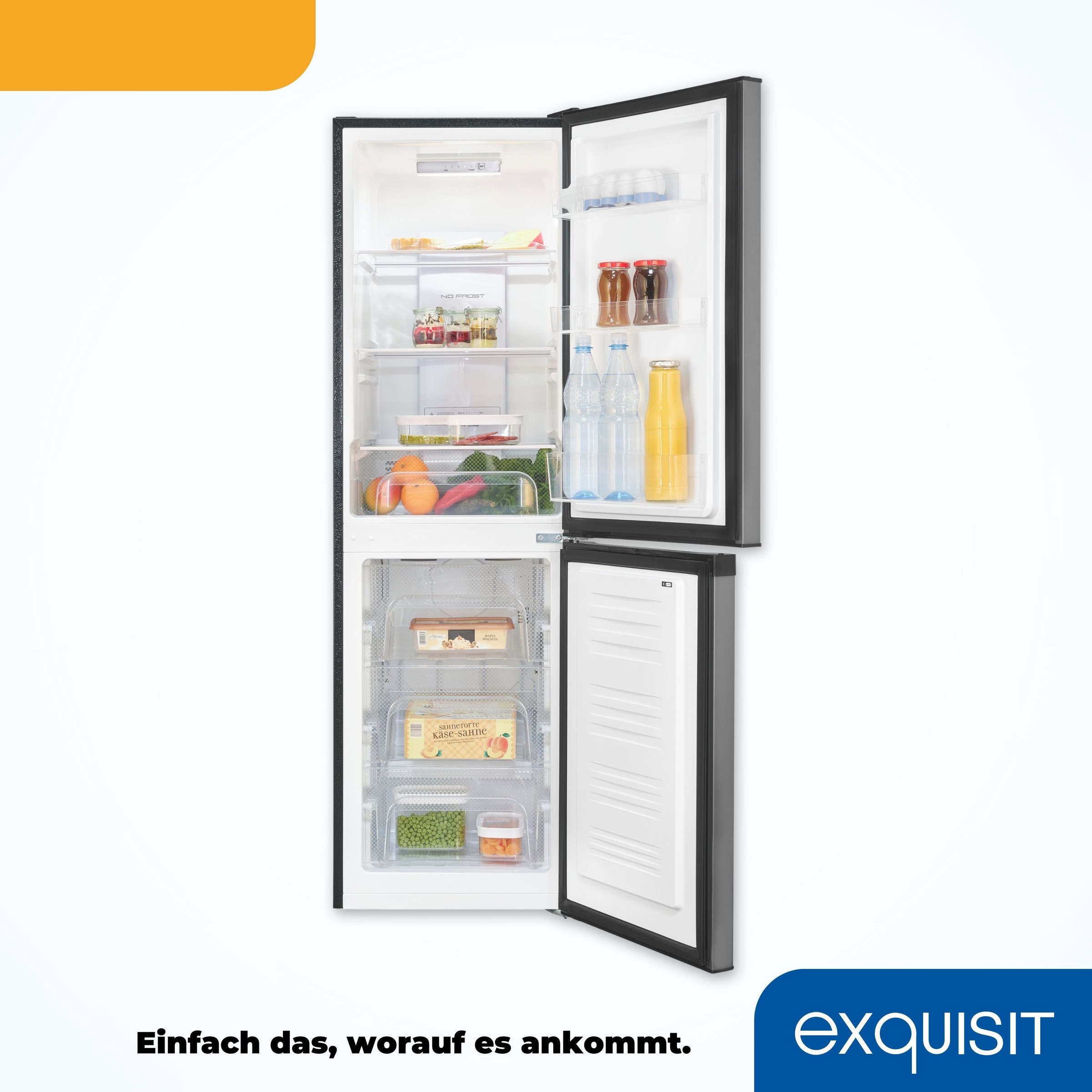 exquisit Kühl-/Gefrierkombination »KGC195-65-NF-330E inoxlook-az«, 4-Sternefach