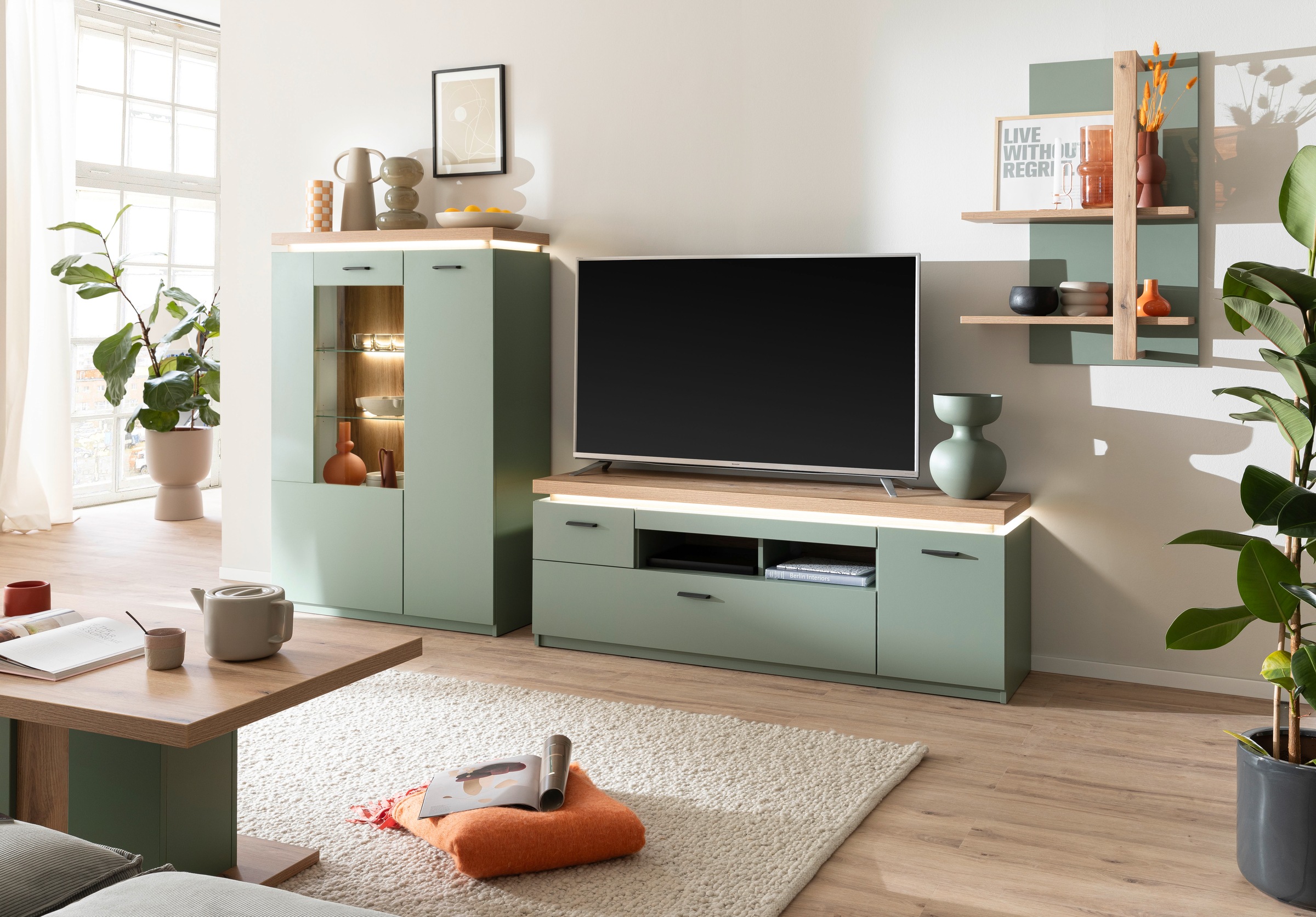 MCA furniture Wohnwand »MONIZ Wohnkomination 2«, (Komplett-Set, 3 St.), Türen/ Schubkästen gedämpft