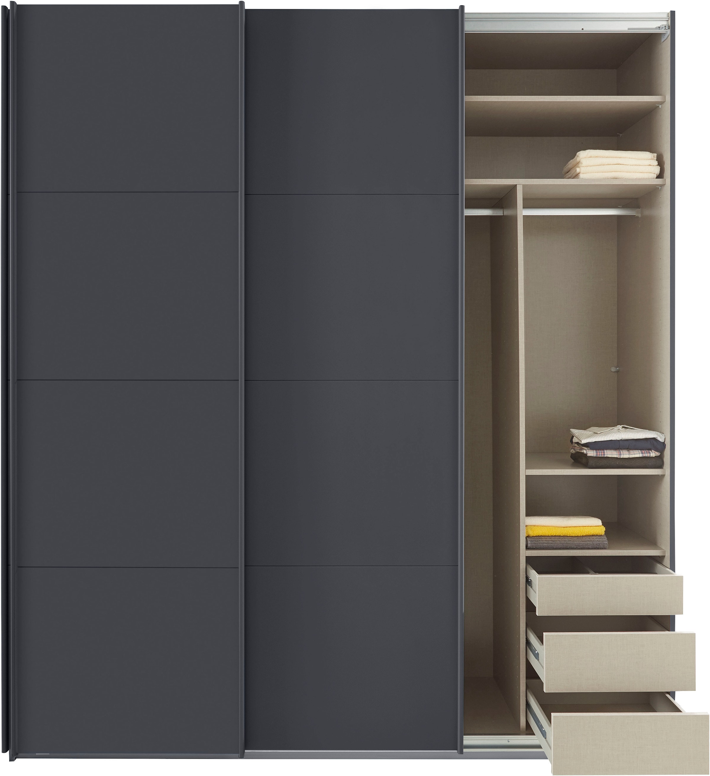 rauch Schwebetürenschrank »Kleiderschrank Schrank Garderobe TOPSELLER OTELI inkl. Inneneinteilung«, mit 3 Innenschubladen sowie zusätzlichen Einlegeböden MADE IN GERMANY