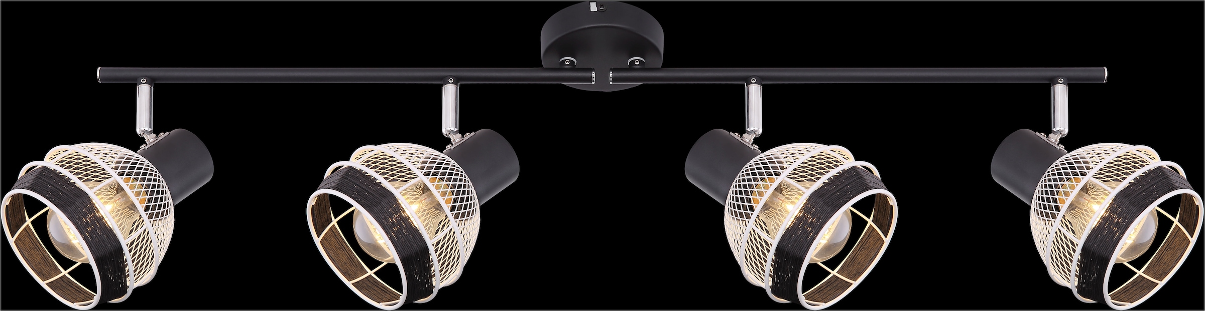 GLOBO LIGHTING Deckenstrahler »GRIDDY«, Leuchtmittel E27 | ohne Leuchtmittel, Deckenstrahler/schwarz-weiß/Hanf schwarz/Flur/Wohnzimmer