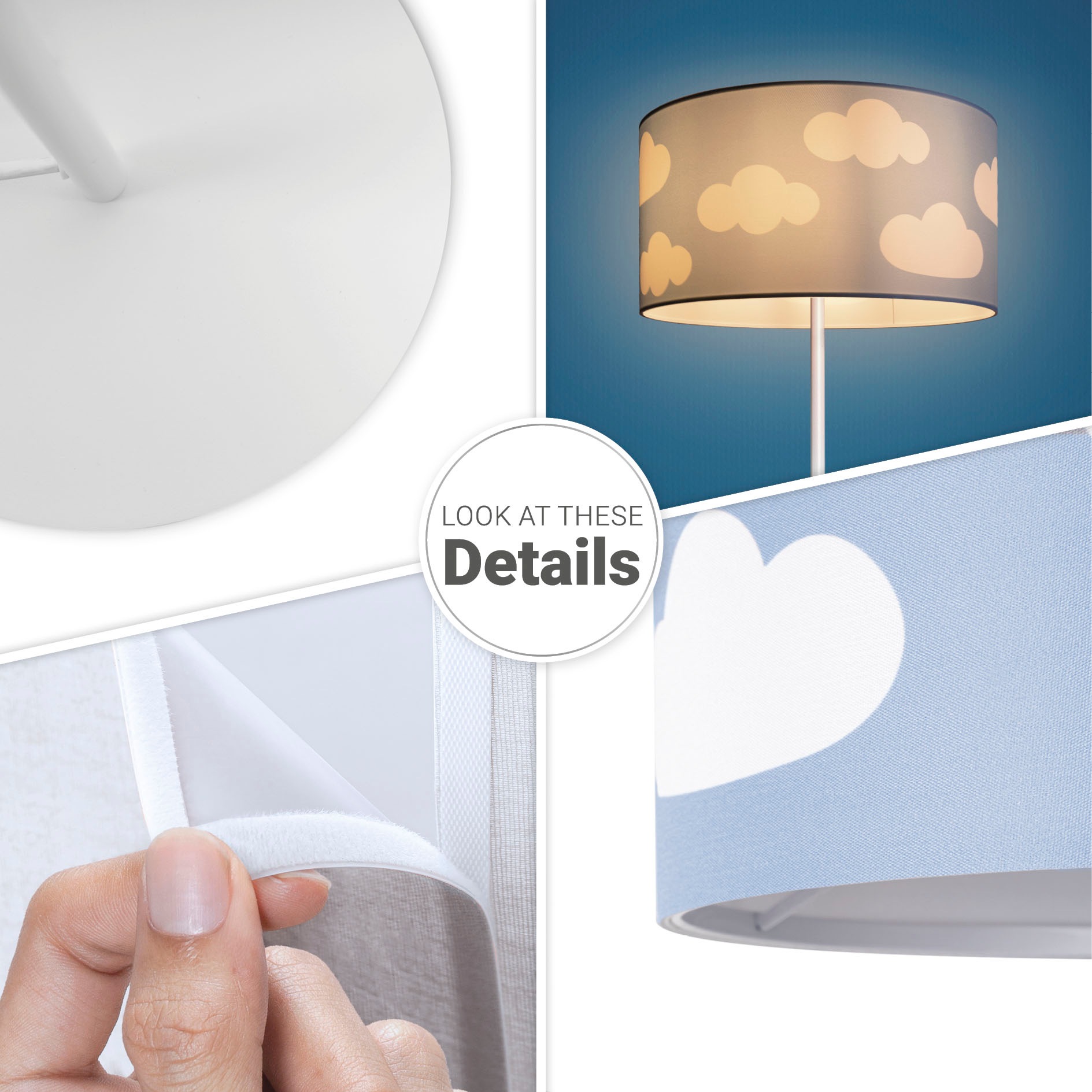 Paco Home Stehlampe »Luca Cosmo«, Leuchtmittel E27 | ohne Leuchtmittel, Stehlampe Kinderzimmer Stoff Lampenschirm Spielzimmer Wolken E27