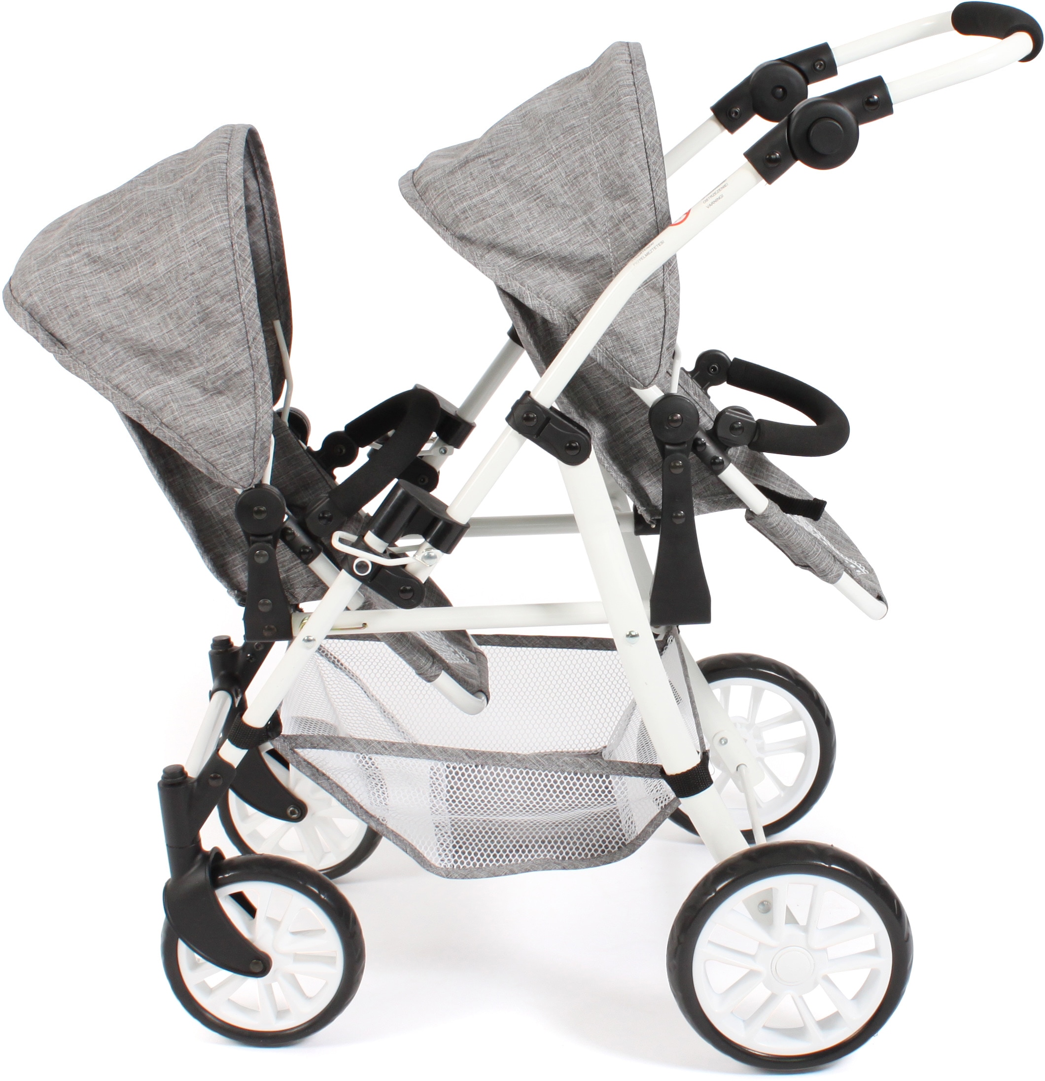 CHIC2000 Puppen-Zwillingsbuggy »Twinny, Jeans Grey«, mit schwenkbaren Vorderrädern