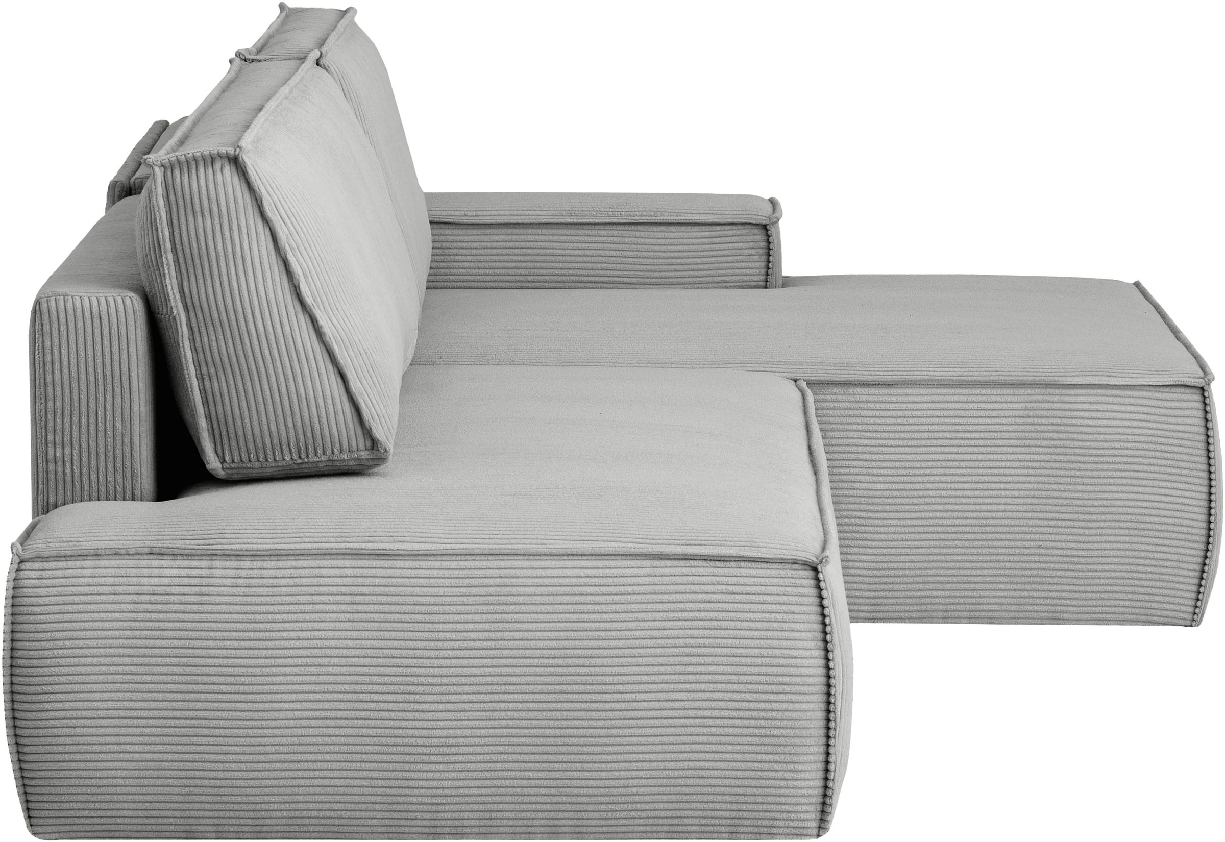 Home affaire Ecksofa »SHERWOOD, Schlafsofa in L-Form offen (275cm), Cord, Leinenoptik«, Schlaffunktion und Bettkasten, Kedernaht, hoher Sitz- & Liegekomfort
