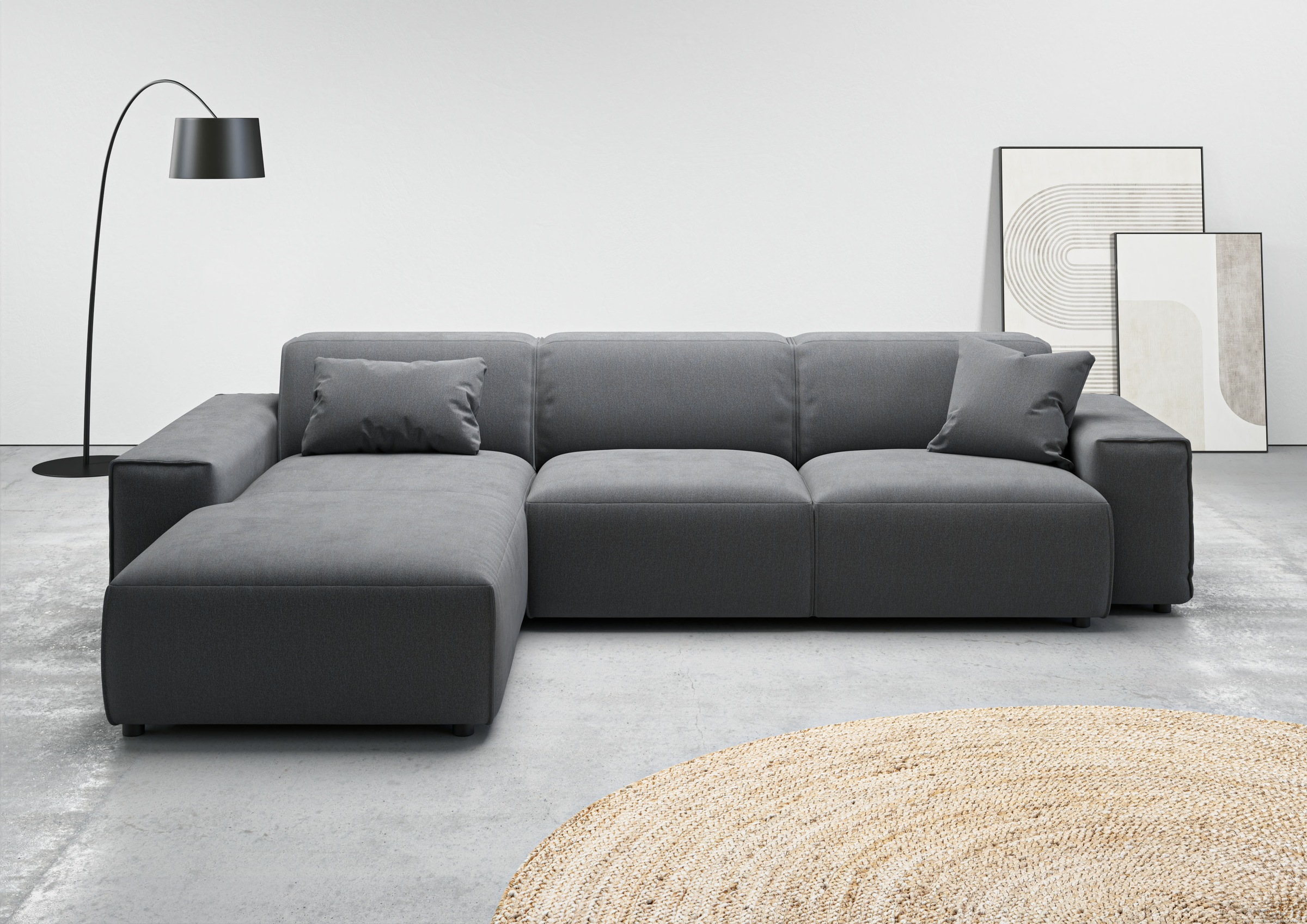 andas Ecksofa »Glimminge auch in Breitcord, Feincord, Bouclé + Easy care-Bezug«, L-Form, Breite 294, Zierkissen