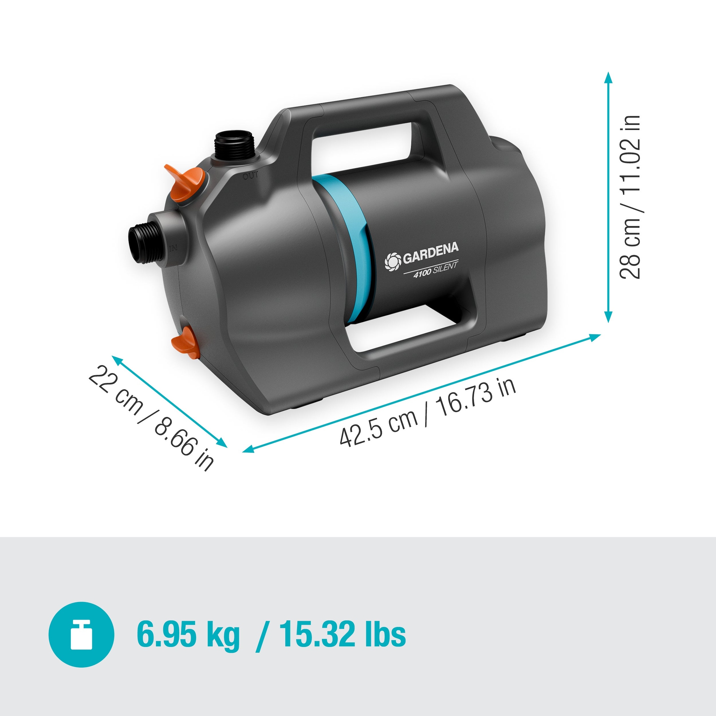 GARDENA Gartenpumpe »4100 Silent«, ideal für Einsteiger, 4100 l/h, 550 W