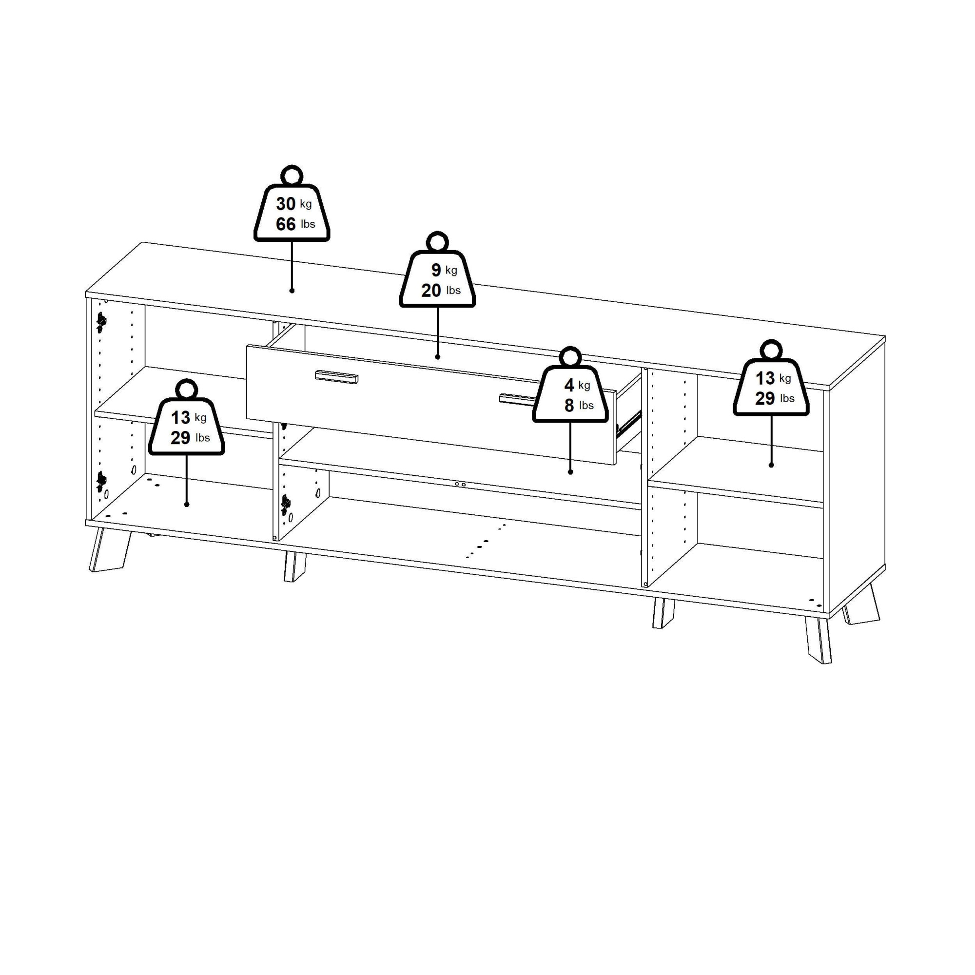 andas Sideboard »Ikast, Stauraum, Schubladenschrank, Aufbewahrung«, Breite 196 cm, 4 Türen, 2 Schubladen, Höhe 73 cm