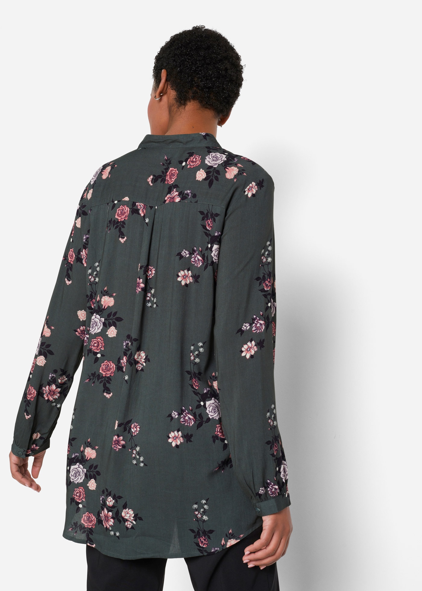 bonprix Longbluse lockere Passform, aus Viskose, fließender Stoff, Casual Stil