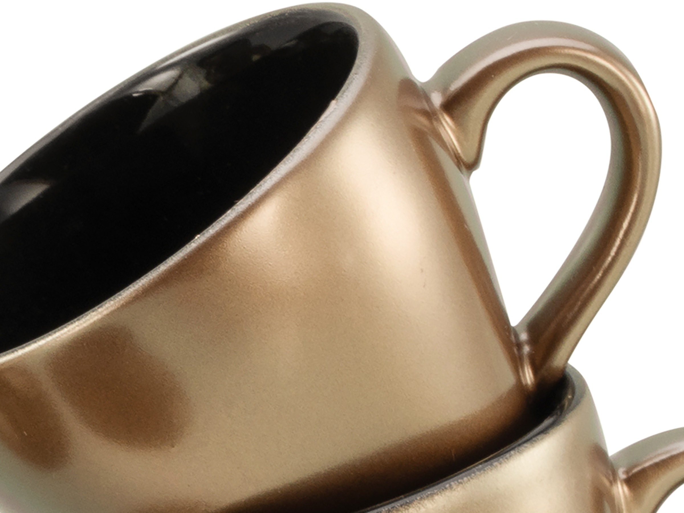 CreaTable Espressotasse »Golden Days Schwarz, Espressoset, 12-tlg.«, (Set, 12 tlg.), Goldfarbene Spezialglasur