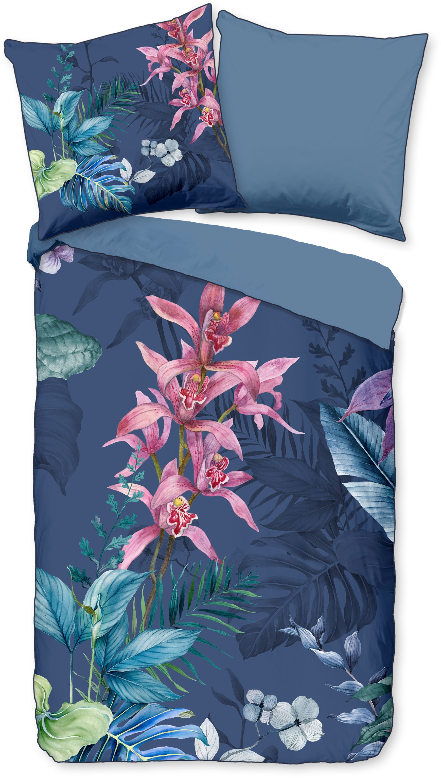 Descanso Wendebettwäsche »Maee« 3 Stk. tlg. Satin, Reißverschluss, Paspel, günstig online kaufen