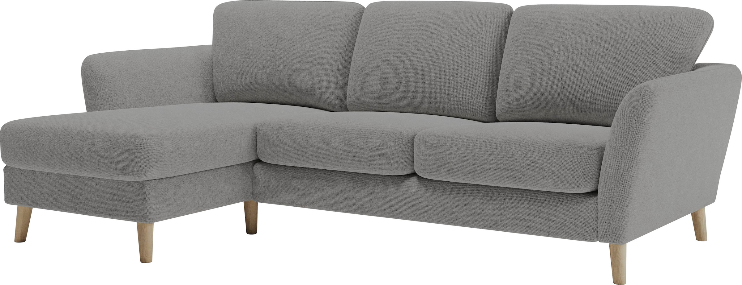 Home affaire Ecksofa »MARSEILLE (242/152cm),L-Form, Rec. rechts/links«, Massivholzbeine Eiche, Landhausstil, Wellenunterfederung