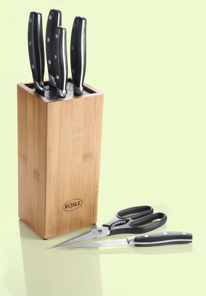 RÖSLE Messerblock »Cuisine« 7 Stk. aus Bambusholz mit 5 Messern und Küchens günstig online kaufen