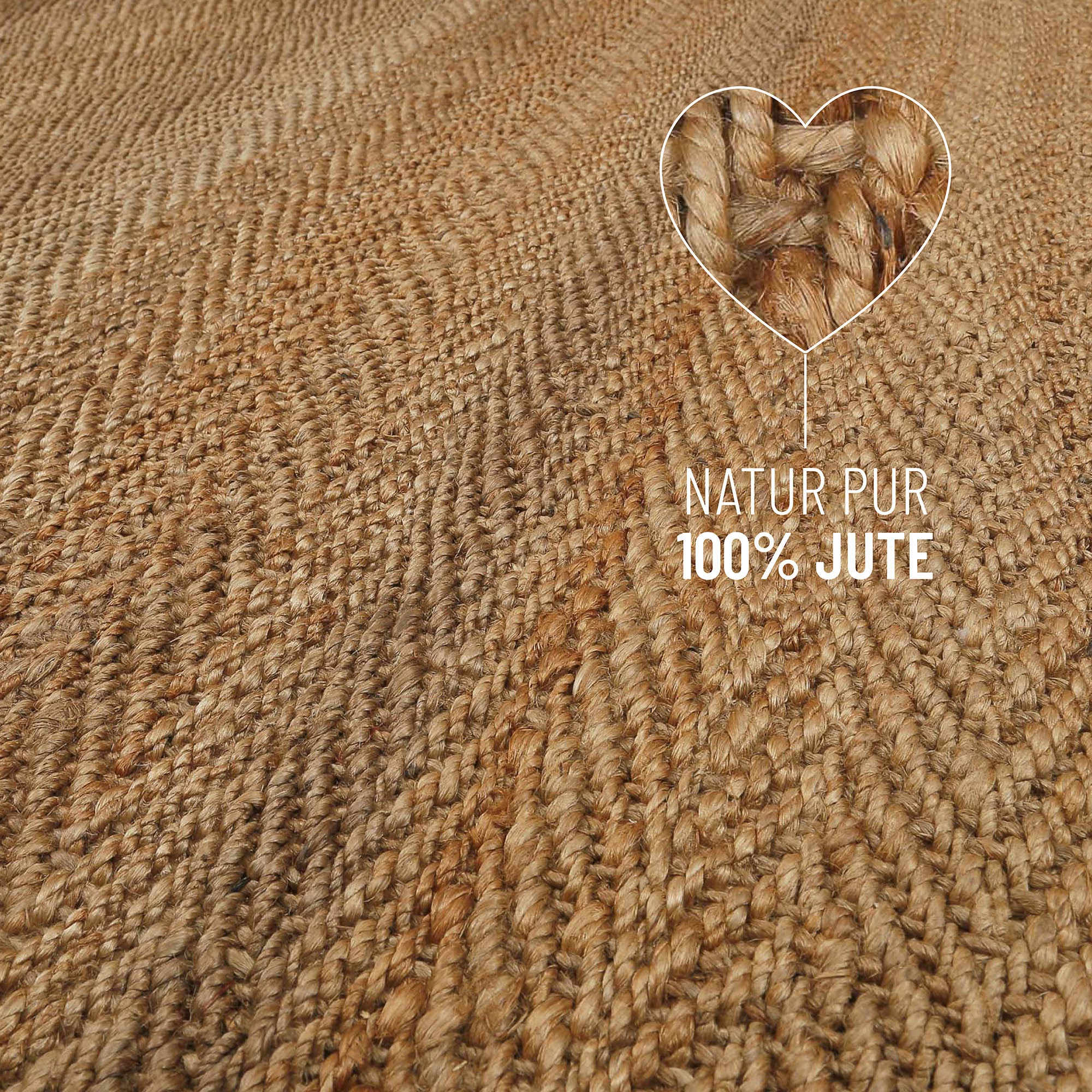 Green Looop Teppich »Dhurry«, rechteckig, 12 mm Höhe, handgewebt, robust, strapazierfähig, Jute, Natur, Wohnzimmer