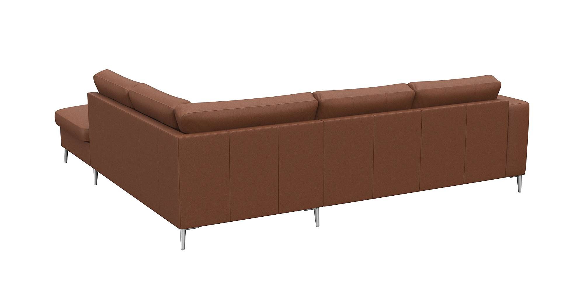 FLEXLUX Ecksofa »Fiore, L-Form«, breite Armlehnen, Füße alufarben, B/T 241/225 cm, Kaltschaum im Sitz