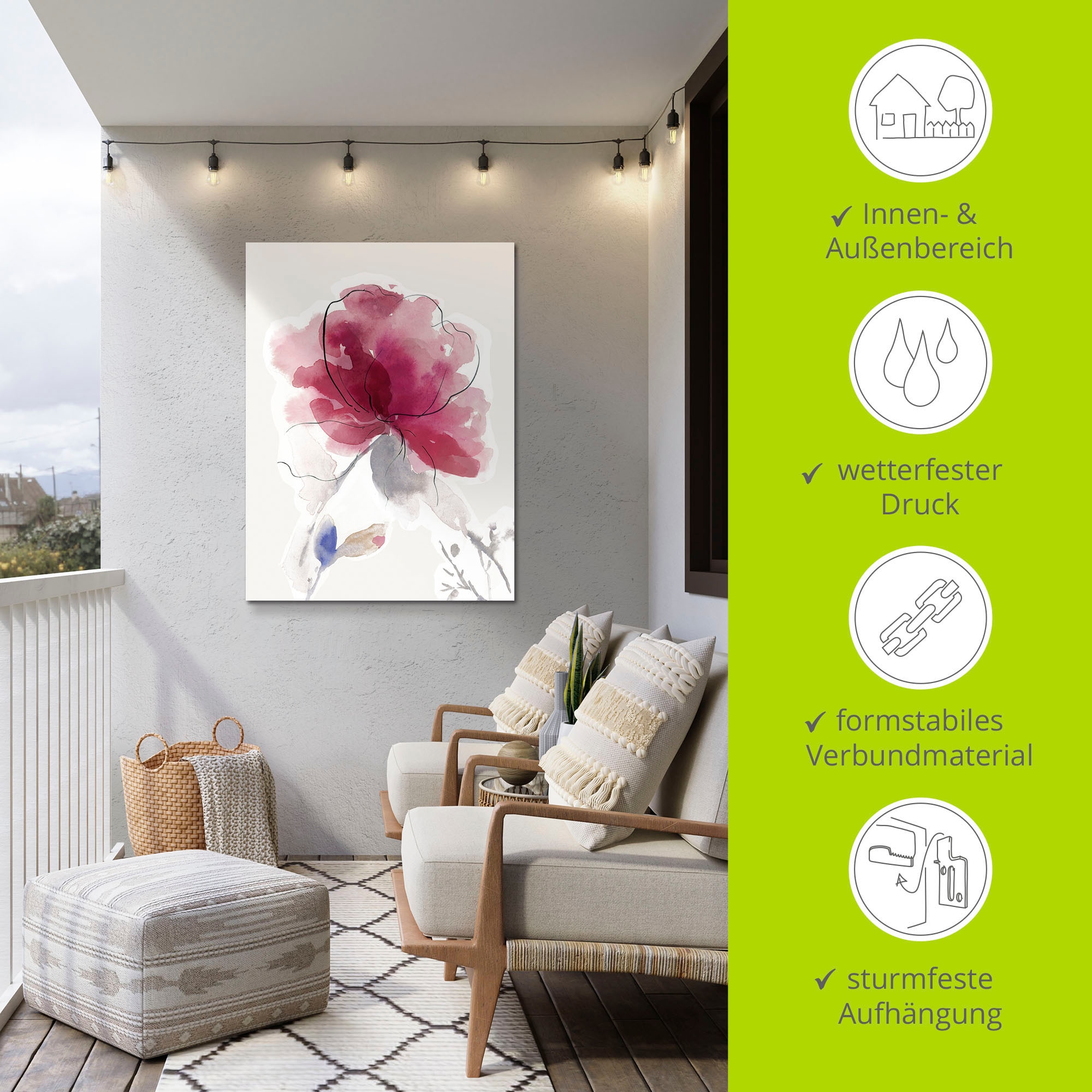 Artland Wandbild »Rosige Blüte II.«, Blumenbilder, (1 St.), als Alubild, Outdoorbild, Leinwandbild, Poster in verschied. Größen