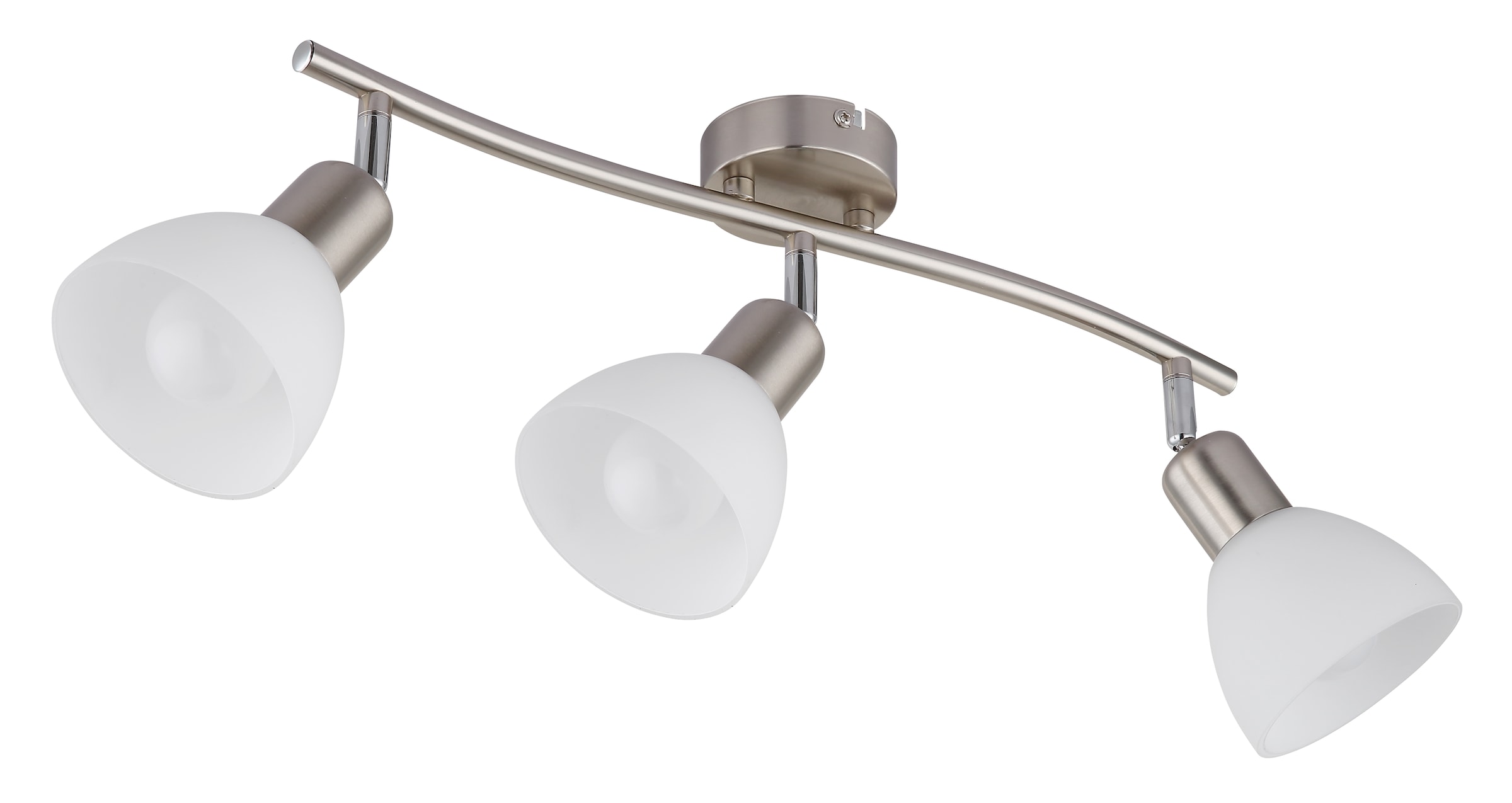 NOWA Deckenspot »MALTE« E14 1 Stk. Warmweiß Strahler Metall Nickel matt, Glas opal, inkl. 3x E14 LED, 430lm Output