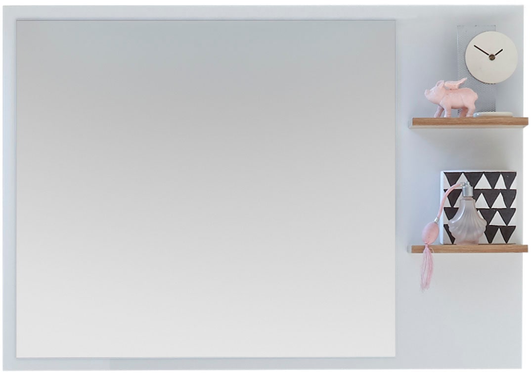Saphir Badmöbel-Set »Quickset Mineralmarmor-Waschtisch mit LED-Spiegel, 101 cm breit«, (4 St.), Waschplatz, 2 Türen, 1 Schublade, seitliche Ablagen, Bad-Set