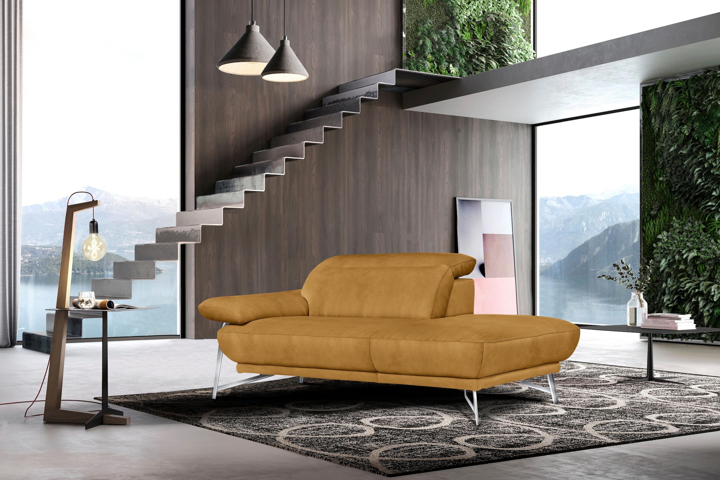 Egoitaliano Polstergarnitur »Anais, Design mit hohem Sitzkomfort für mehr Bequemlichkeit«, Set: bestehend aus Sofa und Ottomane, inkl. Kopfteilverstellung