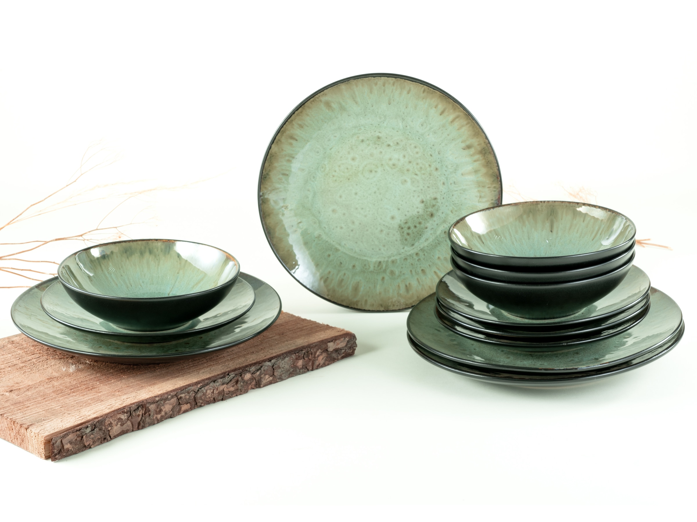 CreaTable Teller-Set »Jawa, Tellerset 12-tlg« Reaktivglasur