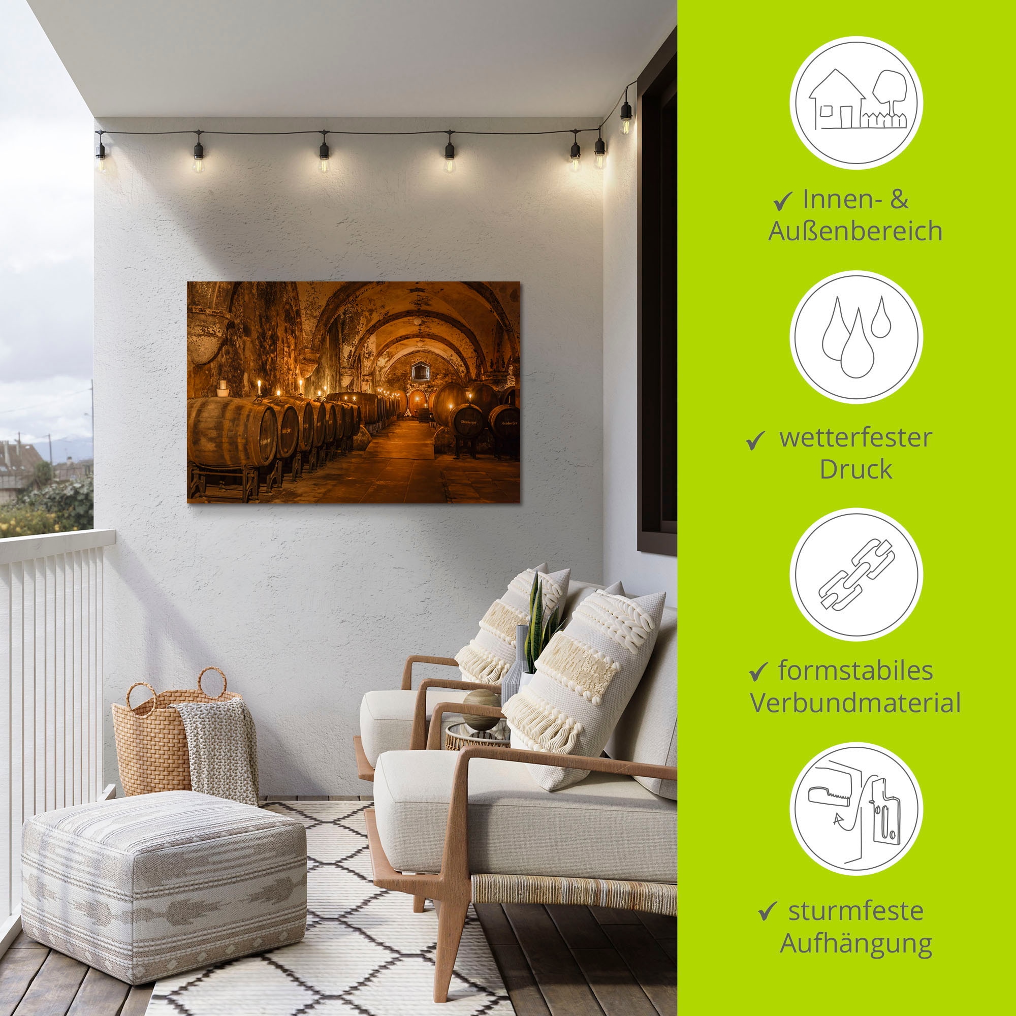Artland Wandbild »Historischer Weinkeller Eberbach«, Wein Bilder, (1 St.), als Alubild, Outdoorbild, Leinwandbild, Poster in verschied. Größen