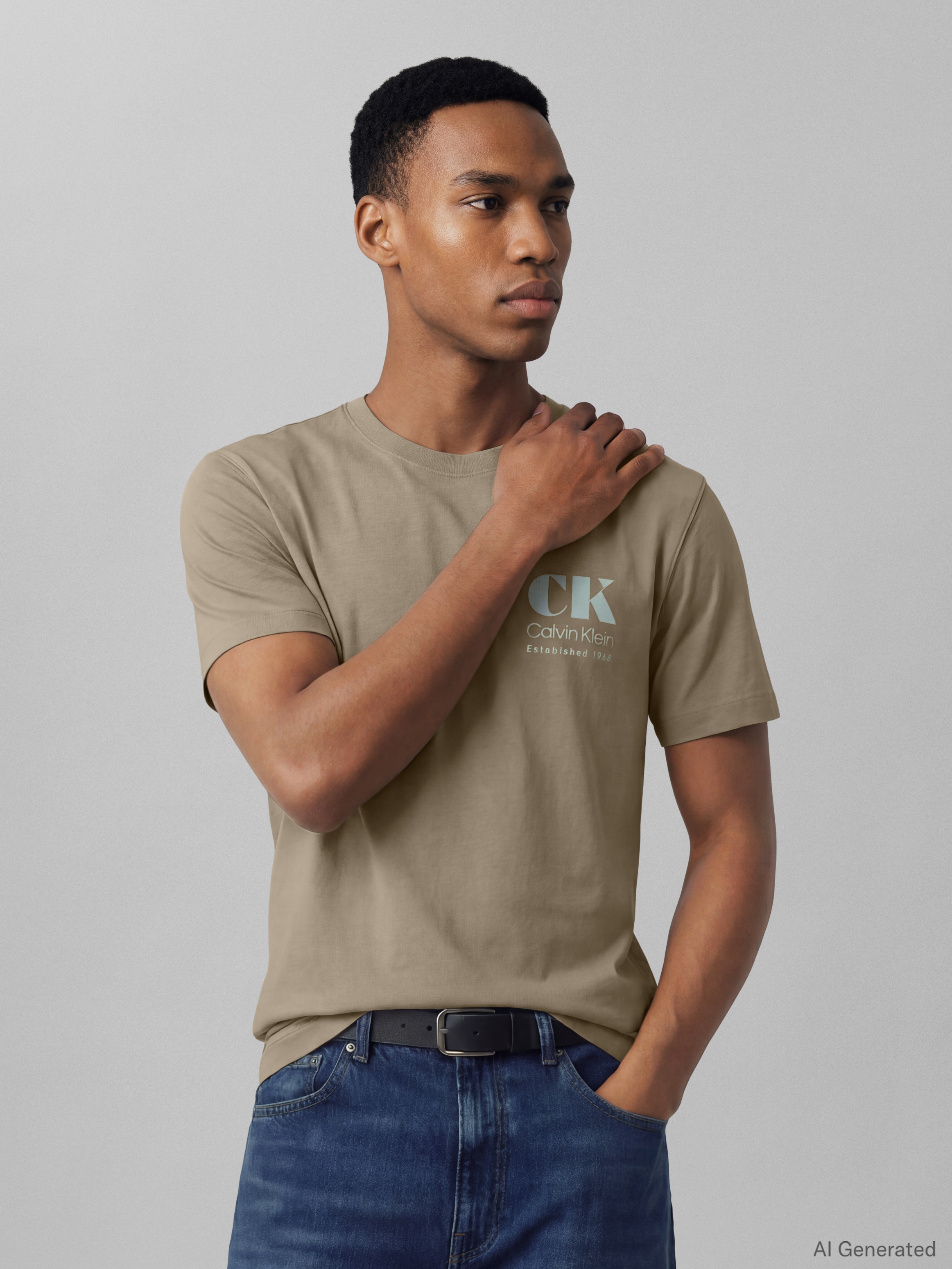 Calvin Klein Jeans T-Shirt Rundhalsausschnitt, reine Baumwolle, großer Rückendruck