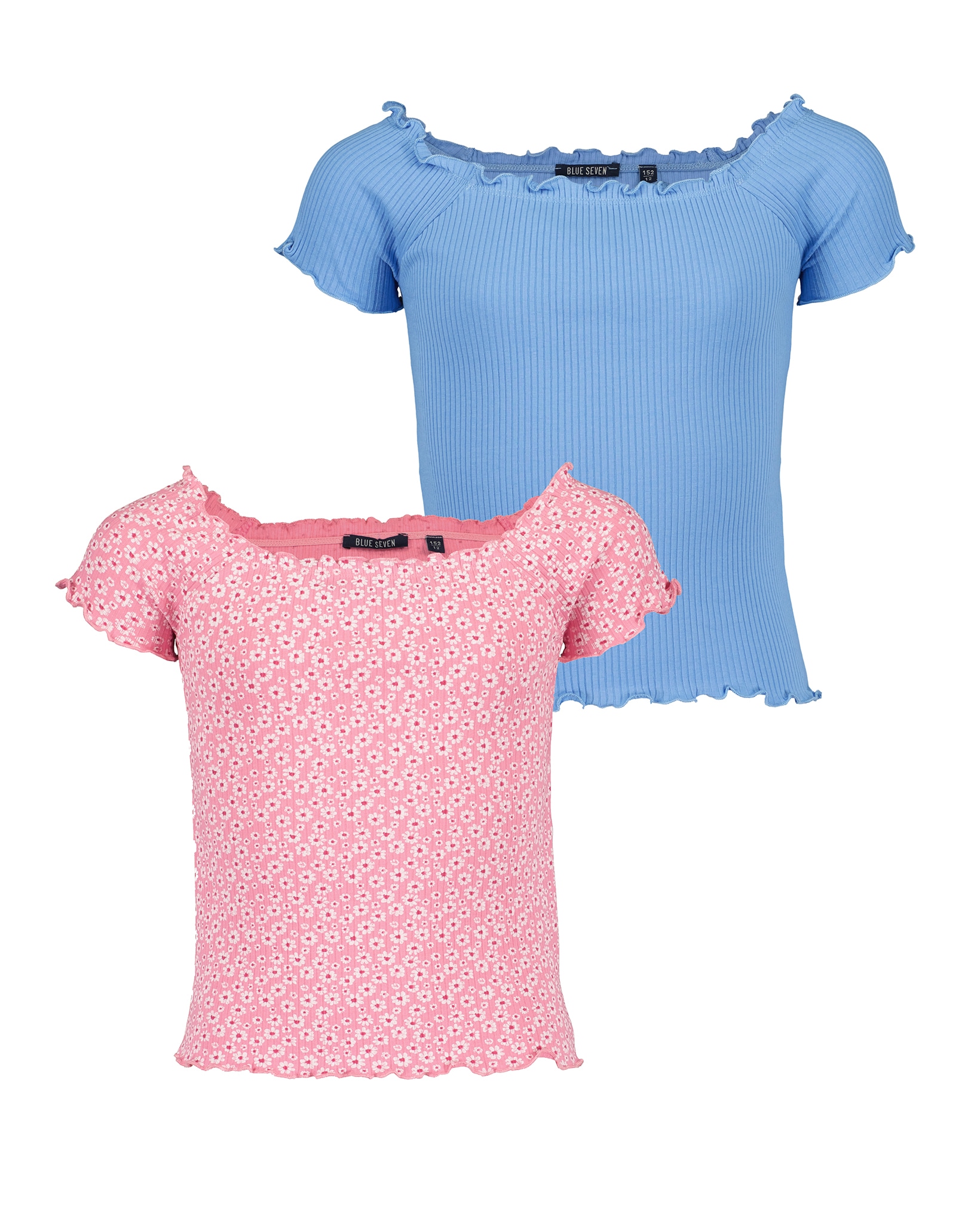 Blue Seven T-Shirt »Blue Seven T-Shirts mit Carmen-Ausschnitt«, (2 tlg.)