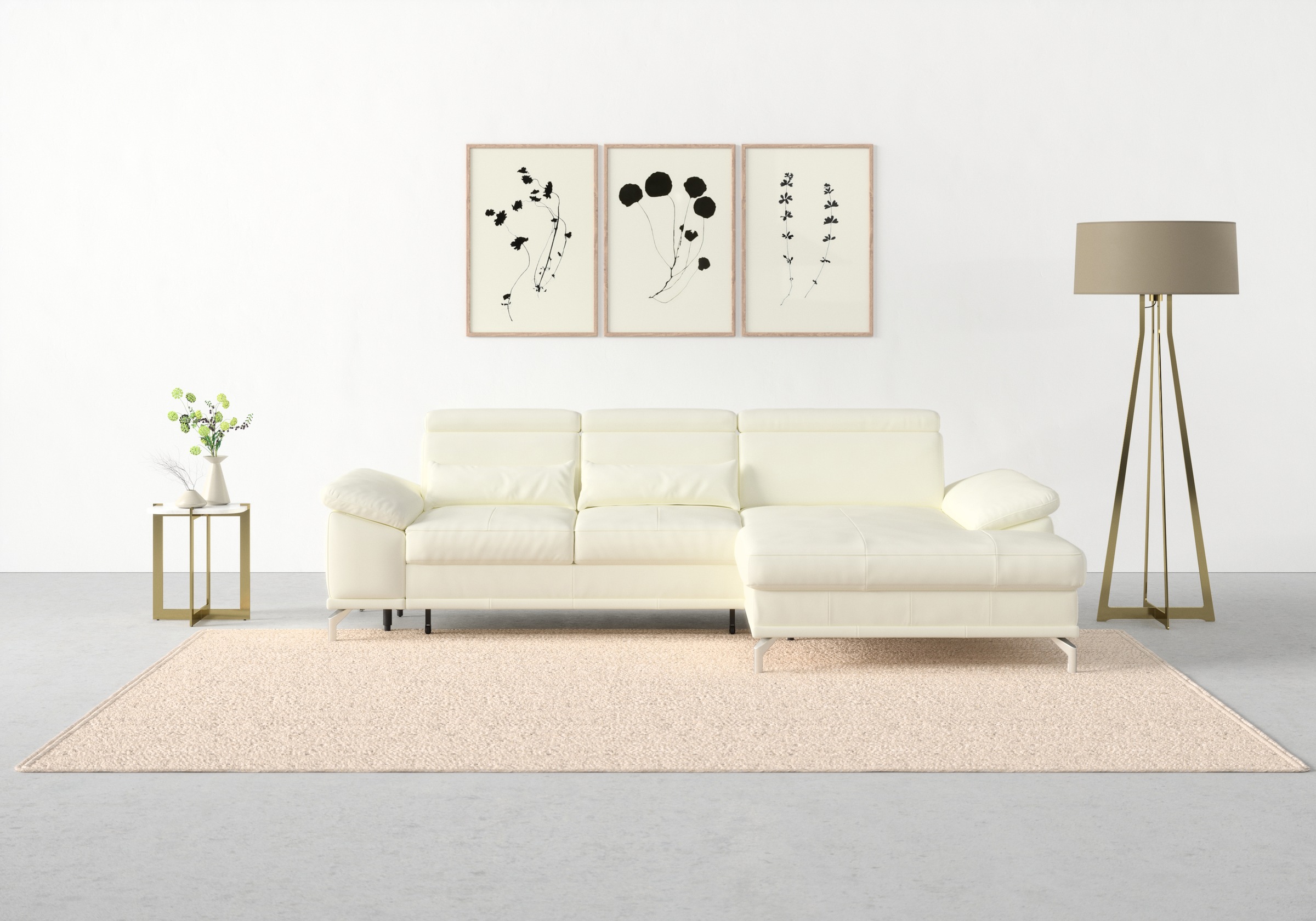sit&more Ecksofa »Cabrio L-Form, mit Sitztiefenverstellung, Arm- und Kopfteilverstellung«, 2 Nierenkissen, Federkern, optional Bettfunktion und Stauraum