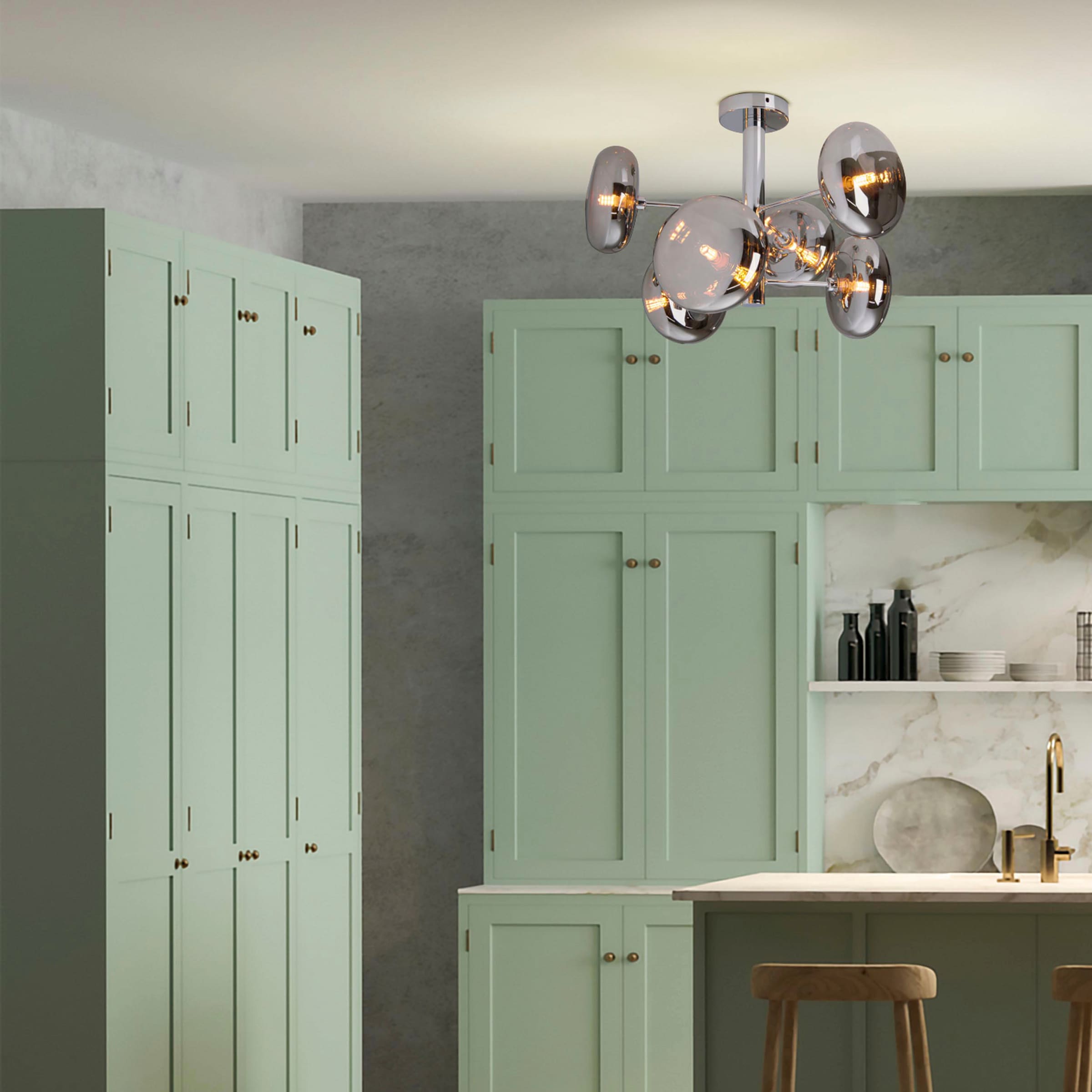 näve Deckenleuchten »Orion« G9 1 Stk. Glasschirme, 6flg. G9, exkl. Leuchtmittel, chrom-smokey, D: 53cm