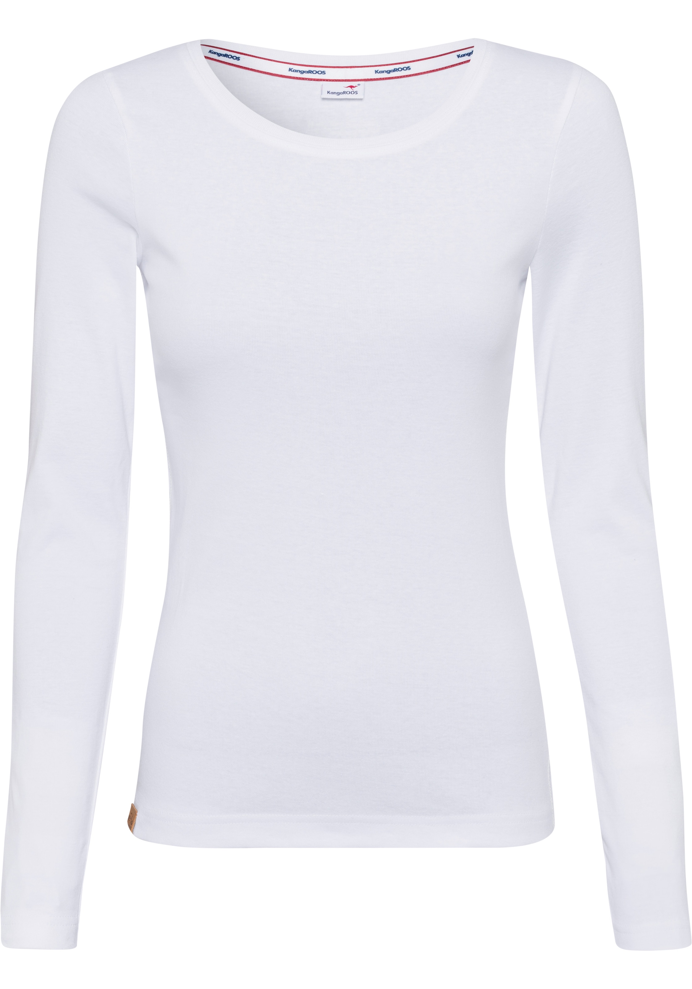 KangaROOS Langarmshirt mit Krempelärmeln,  sehr figurbetont,  aus Rippware