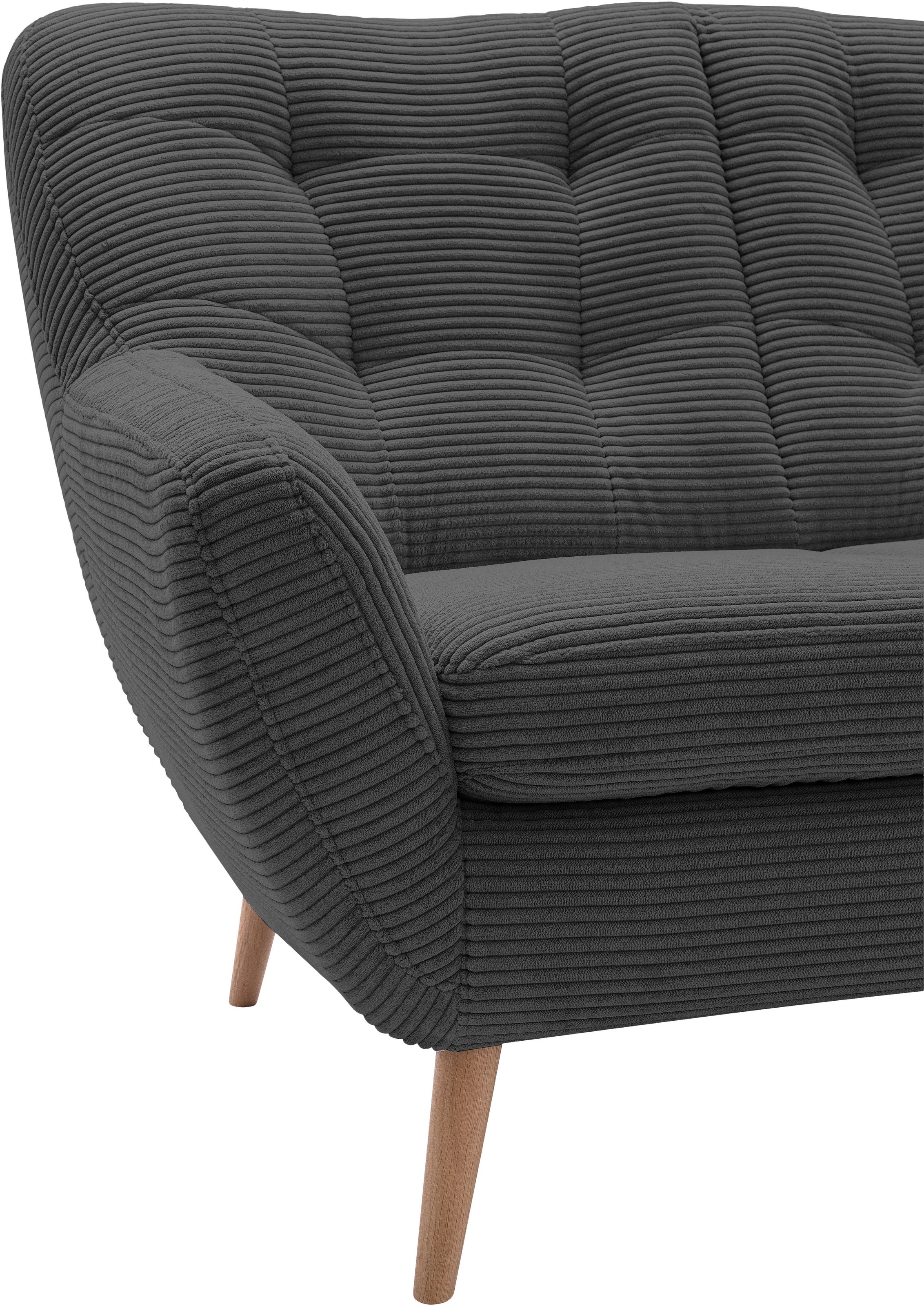 exxpo - sofa fashion 2-Sitzer »Scandi, bequem, aufwendige Rückenpolsterung für mehr Sitzkomfort«, akuelle Farben in hochwertige Bezugsqualitäten, Holzfuß