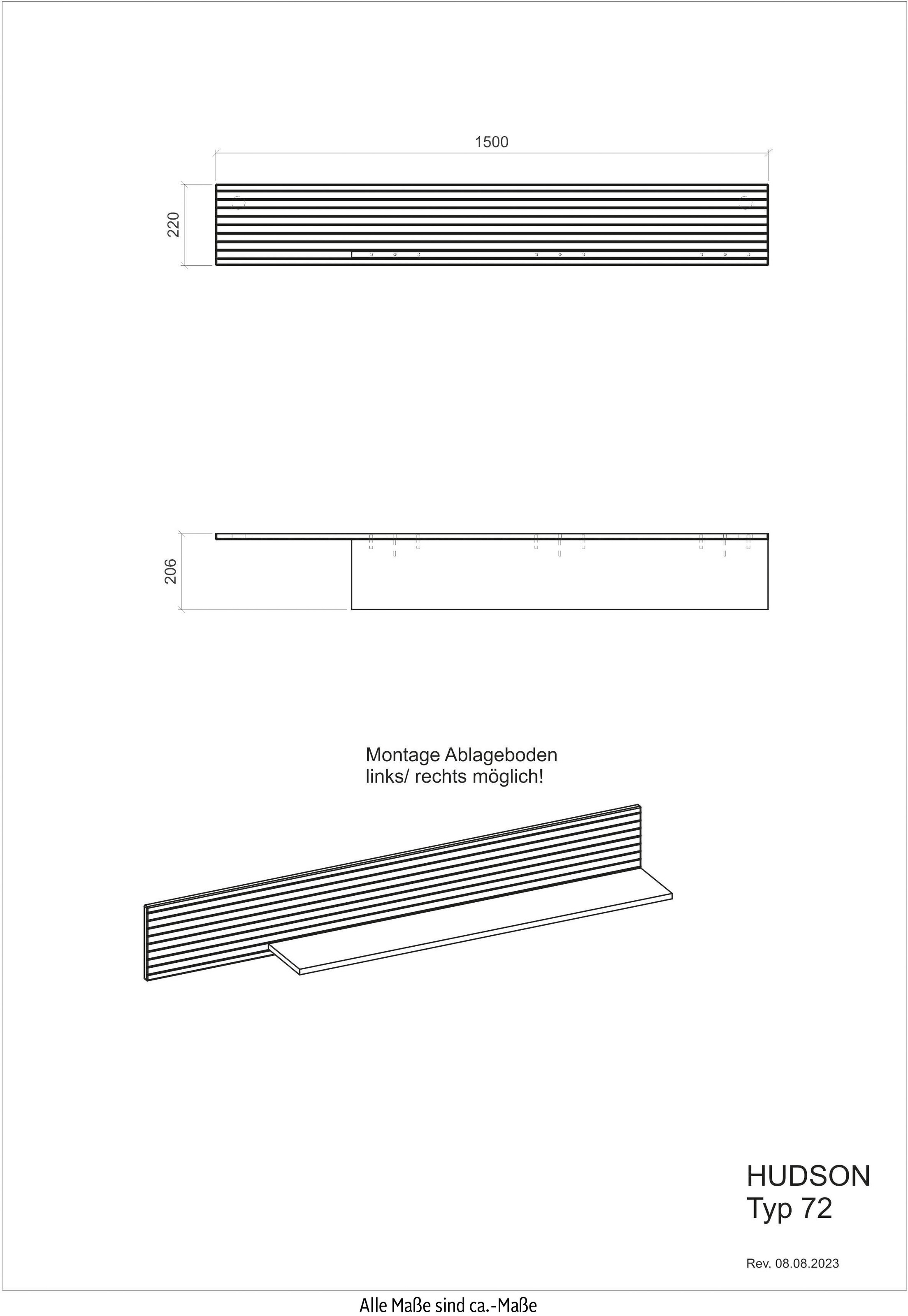 INOSIGN Wandboard »Hudson«, in moderner Trendfarbe, Breite 150 cm