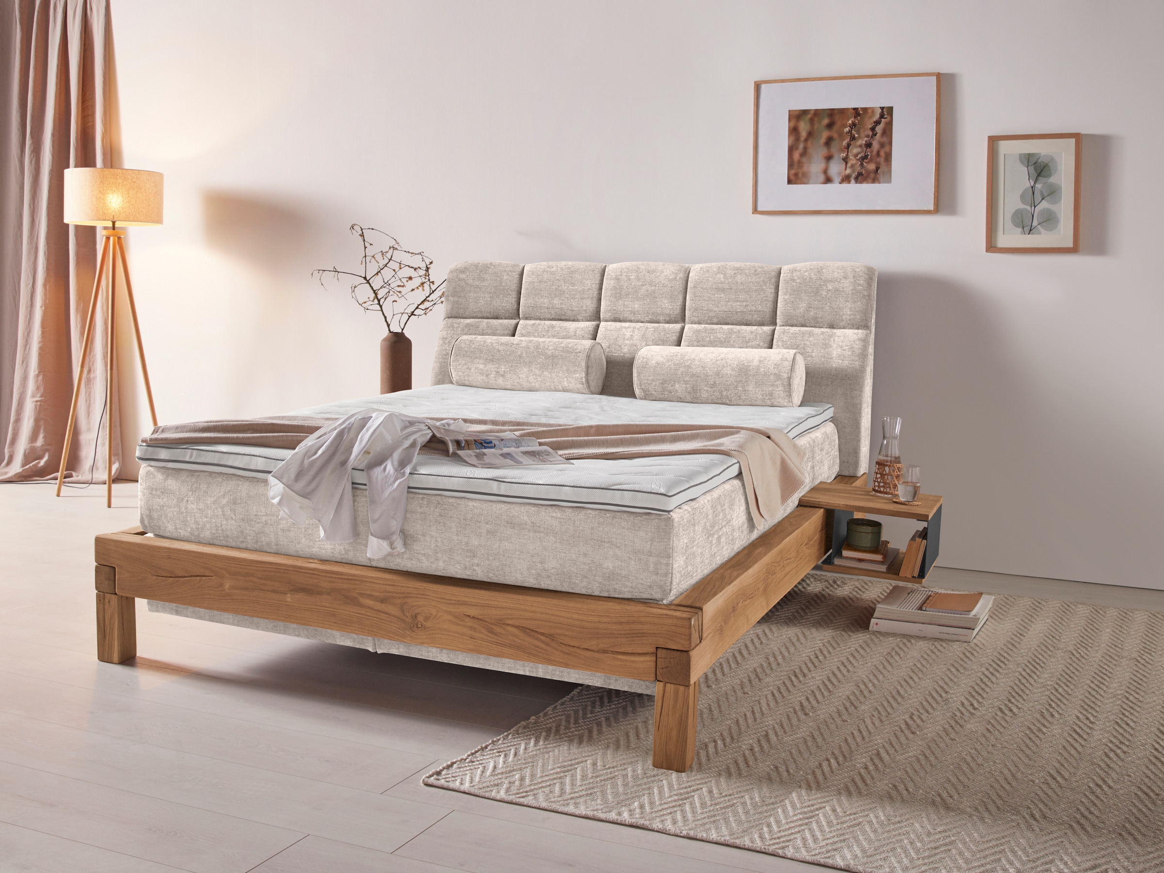 Home affaire Boxspringbett »Villads« Liegefläche: 160/200 cm aus Balkeneich günstig online kaufen