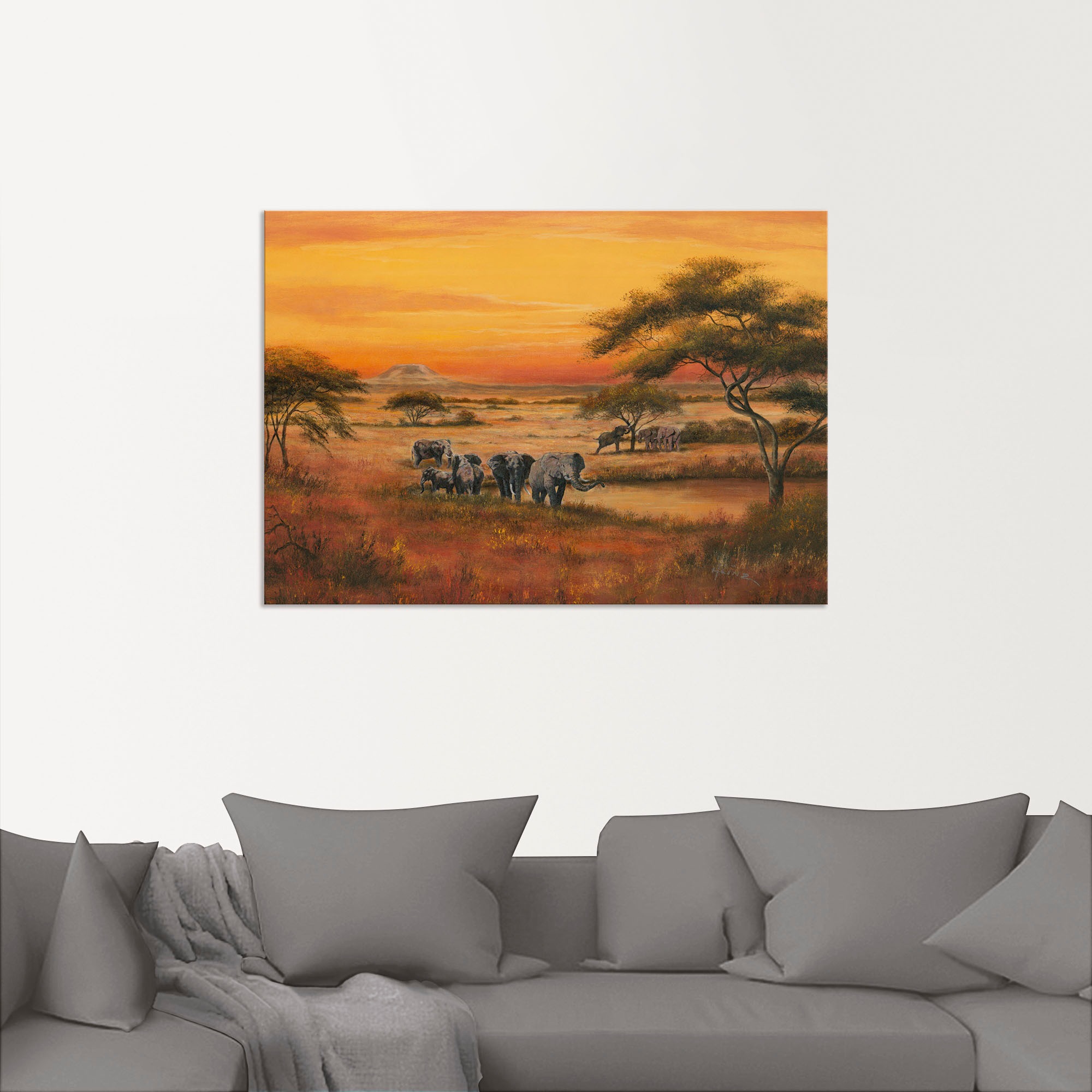 Artland Wandbild "Afrika Elefanten", Afrika, (1 St.), als Alubild, Outdoorb günstig online kaufen