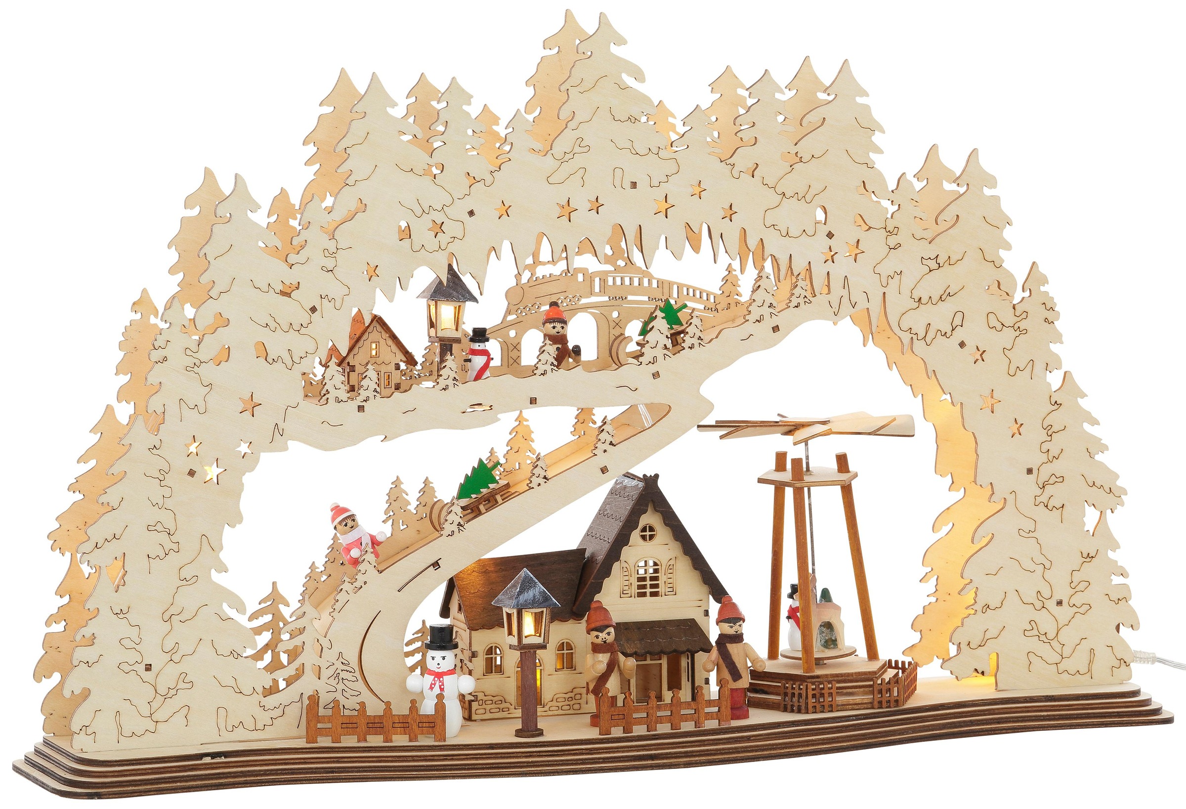 Home affaire Schwibbogen »Forsthaus, Weihnachtsdeko«, mit bewegter Pyramide
