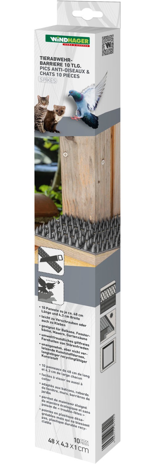Windhager Taubenspikes »Tierabwehr Barriere Spikes 10 tlg., 49 x 4,3 x 1,5 cm« Abwehrmatte für Vögel, Tauben oder Katzen, kürzbar