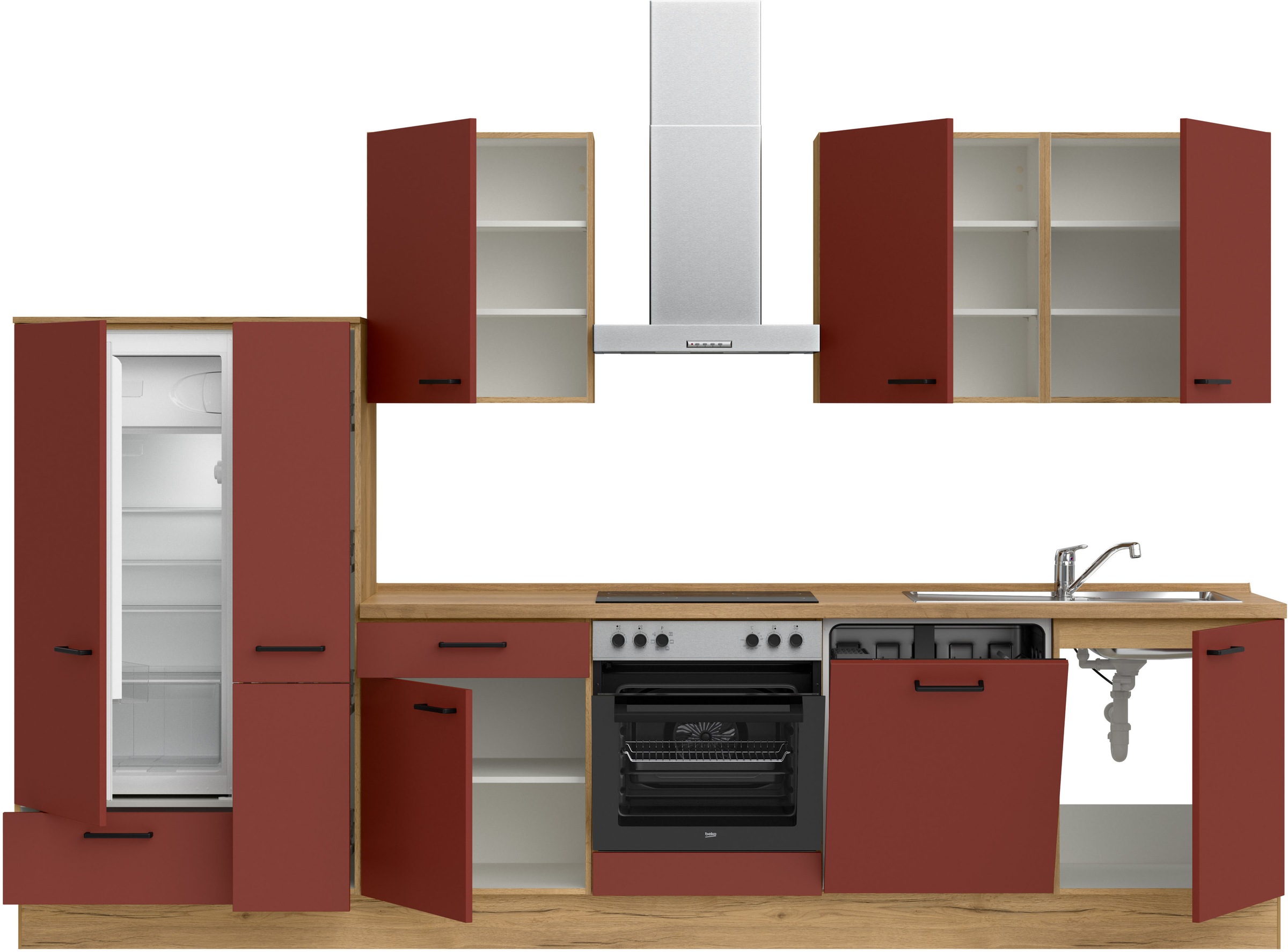 nobilia® Küchenzeile »"Easytouch I"«, vormontiert, Ausrichtung wählbar, Breite 330 cm, wahlw. mit E-Geräten