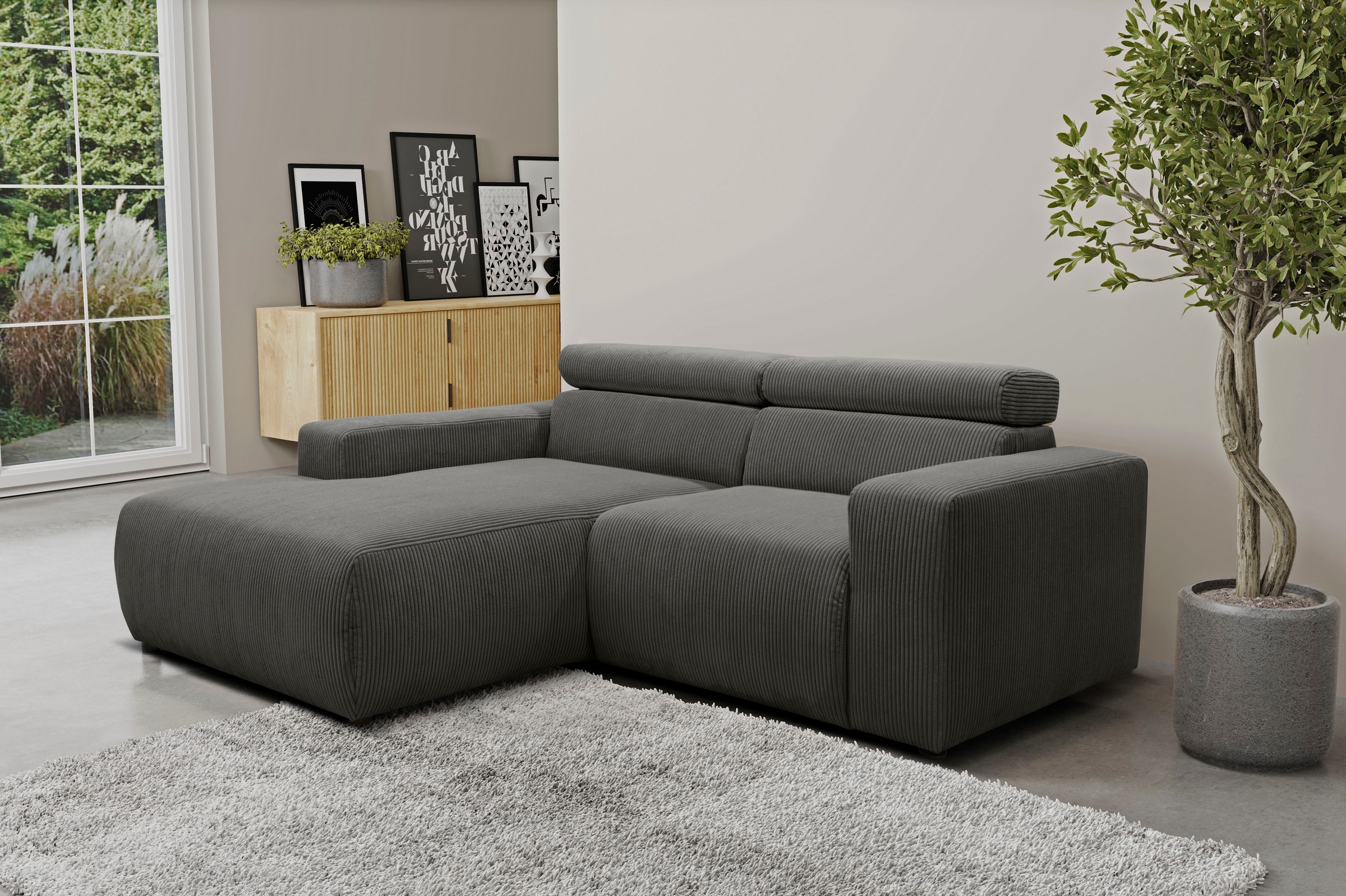 DOMO collection Ecksofa »Brandon, inkl. Kopfteilverstellung, B/T/H: 214/100 günstig online kaufen