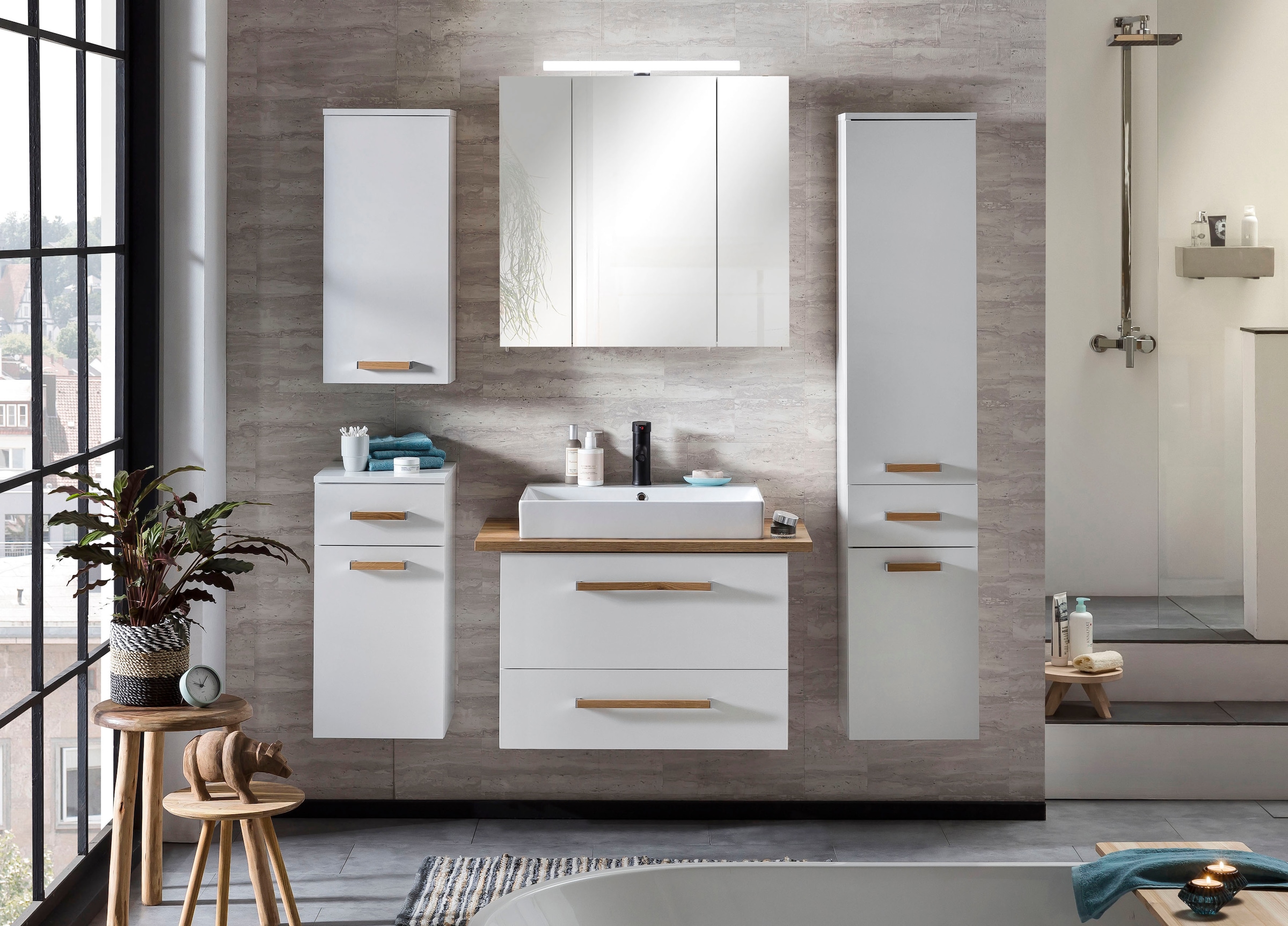 Schildmeyer Spiegelschrank »Duo« Breite 80 cm, 3-türig, LED-Beleuchtung, Schalter-/Steckdosenbox