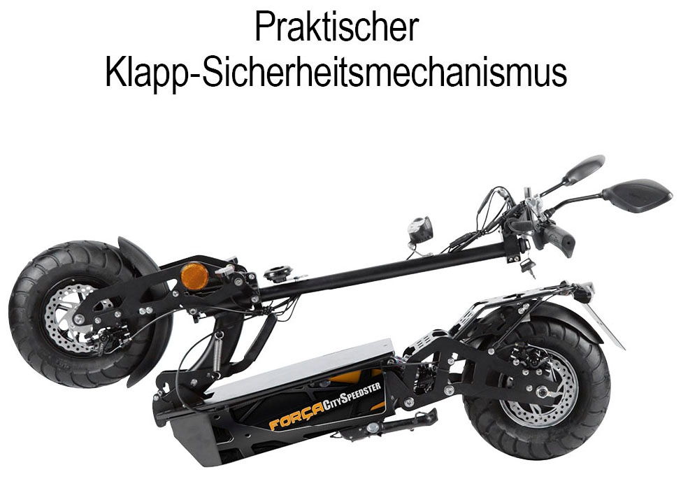 11. Bild von Forca E-Scooter »Speedster Safety«, 45 km/h, 40 km, 48V/15Ah Blei-Gel mit Gepäckfach und Blinker, klappbar
