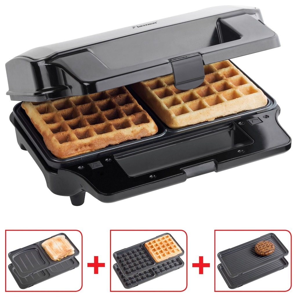 bestron Kontaktgrill »ASG90XXL, 3-in-1, Sandwichmaker, Waffeleisen«, 900 W