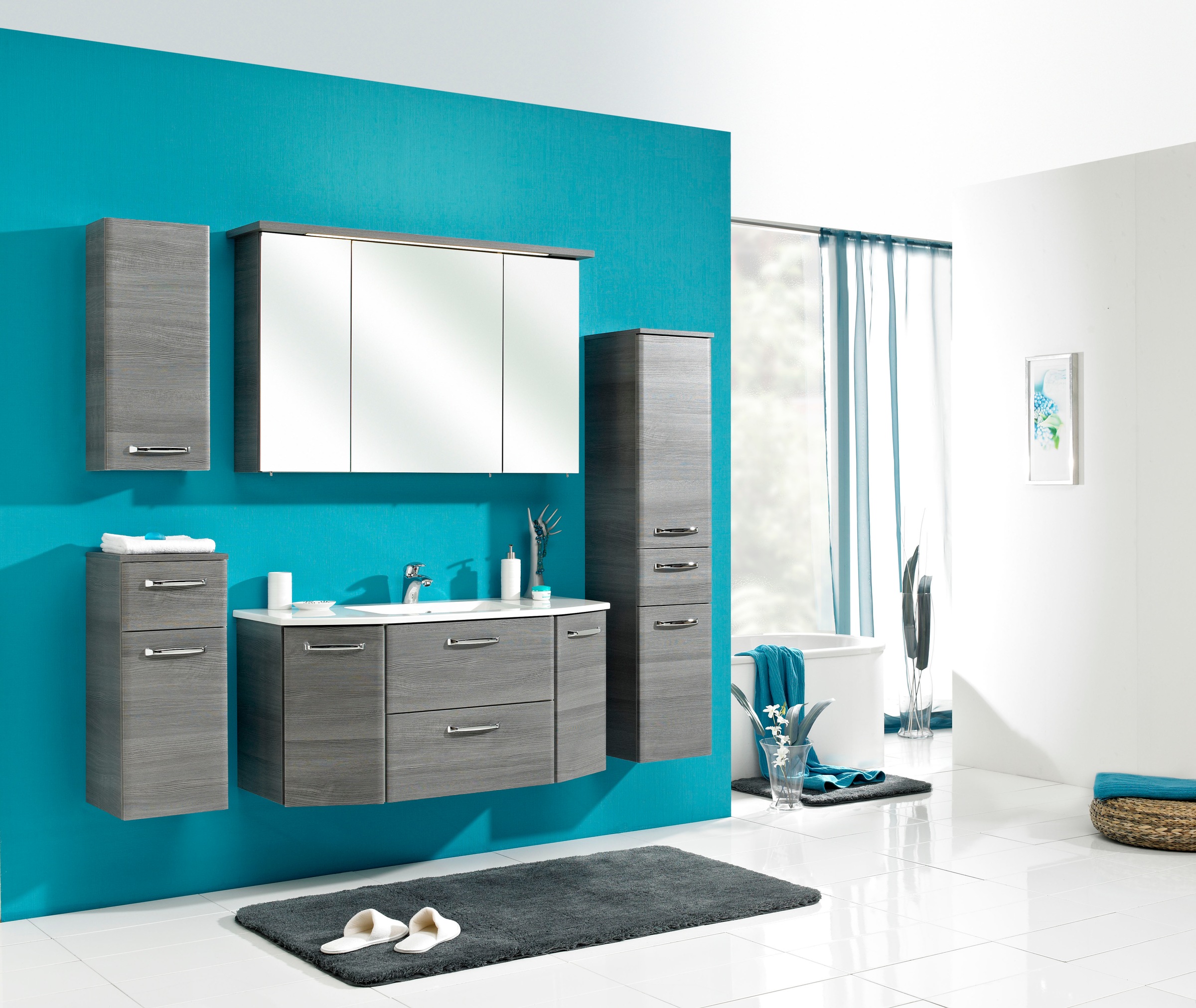Saphir Hängeschrank »Quickset Wand-Badschrank 30 cm breit mit 1 Tür und 2 Glas-Einlegeböden«, Badezimmer-Hängeschrank inkl. Türdämpfer, Griffe in Chrom Glanz