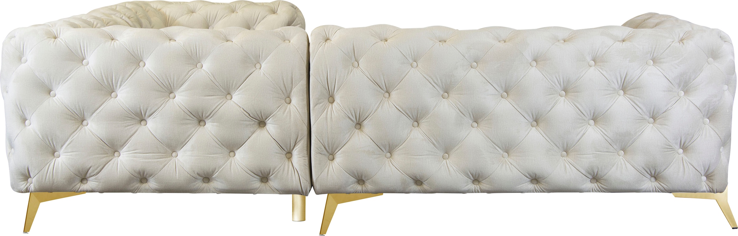 Leonique Chesterfield-Sofa »Amaury L-Form«, Chesterfield-Optik, Breite/Tiefe je 262 cm, Fußfarbe wählbar