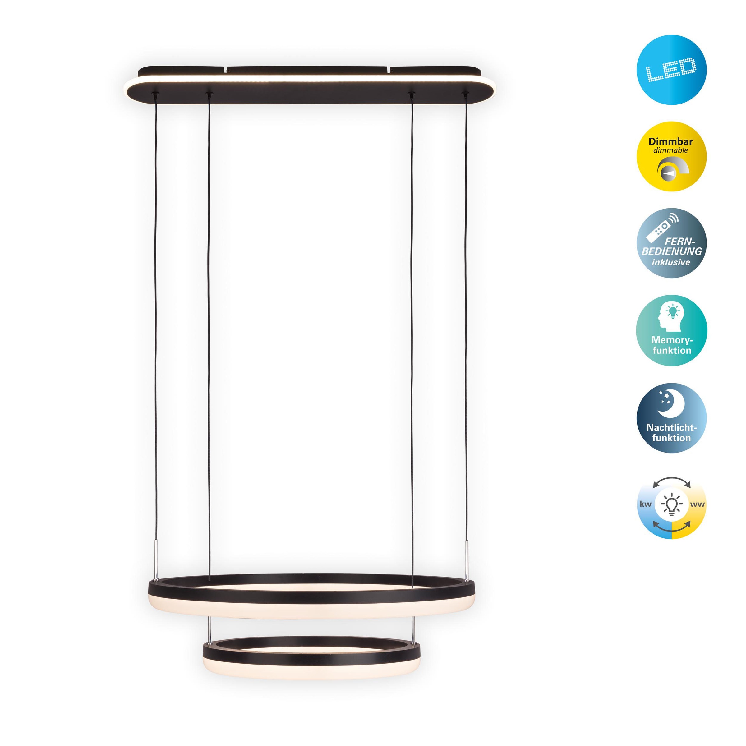 näve LED Pendelleuchte »CIRCULO«, CCT-Farbwechsler; Hintergrundbeleuchtung; günstig online kaufen