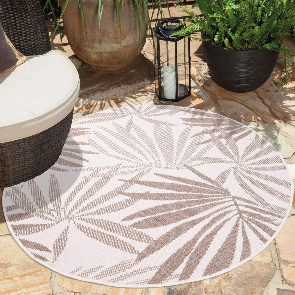 Carpet City Outdoorteppich »DUO RUG 5771«, rund, Wendeteppich Wetterfest In- & Outdoor, Balkon, Terrasse, Wohnzimmer