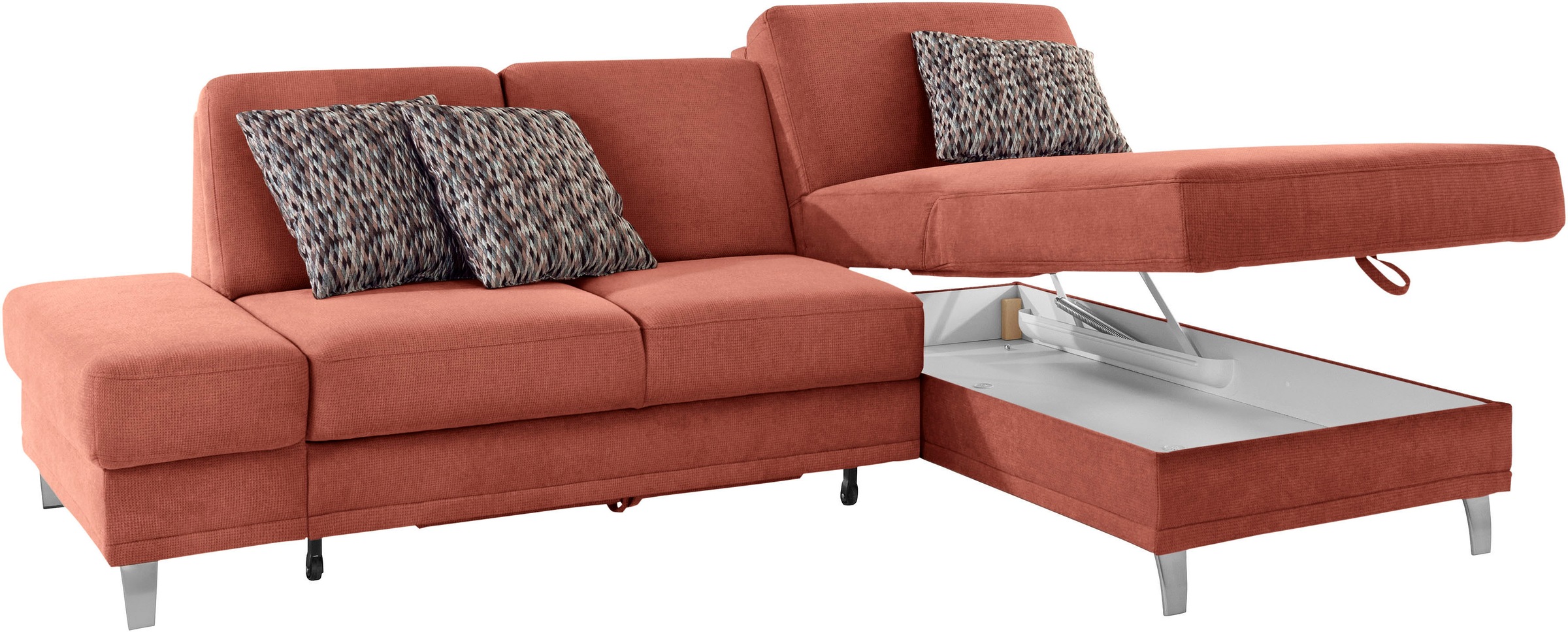 sit&more Ecksofa »Clio L-Form«, wahlweise mit Bettfunktion oder Vorziehsitz und Bettkasten, Federkern
