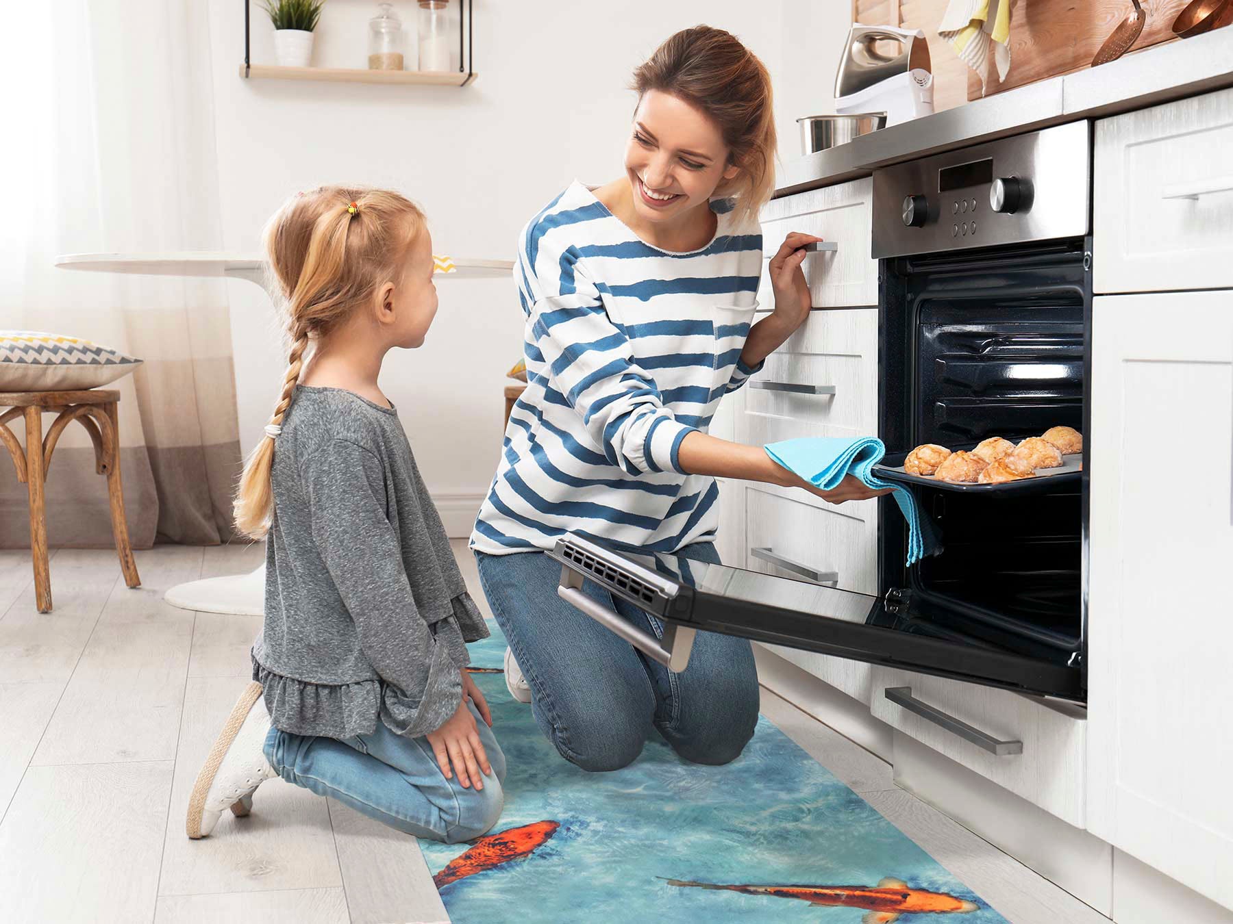 Primaflor-Ideen in Textil Vinyl-Läufer »Küchenläufer KOI, Made in Belgium«, rechteckig, 2,5 mm Höhe, Küchenläufer aus Vinyl, abwischbar, Motiv Koi Fisch, Küche
