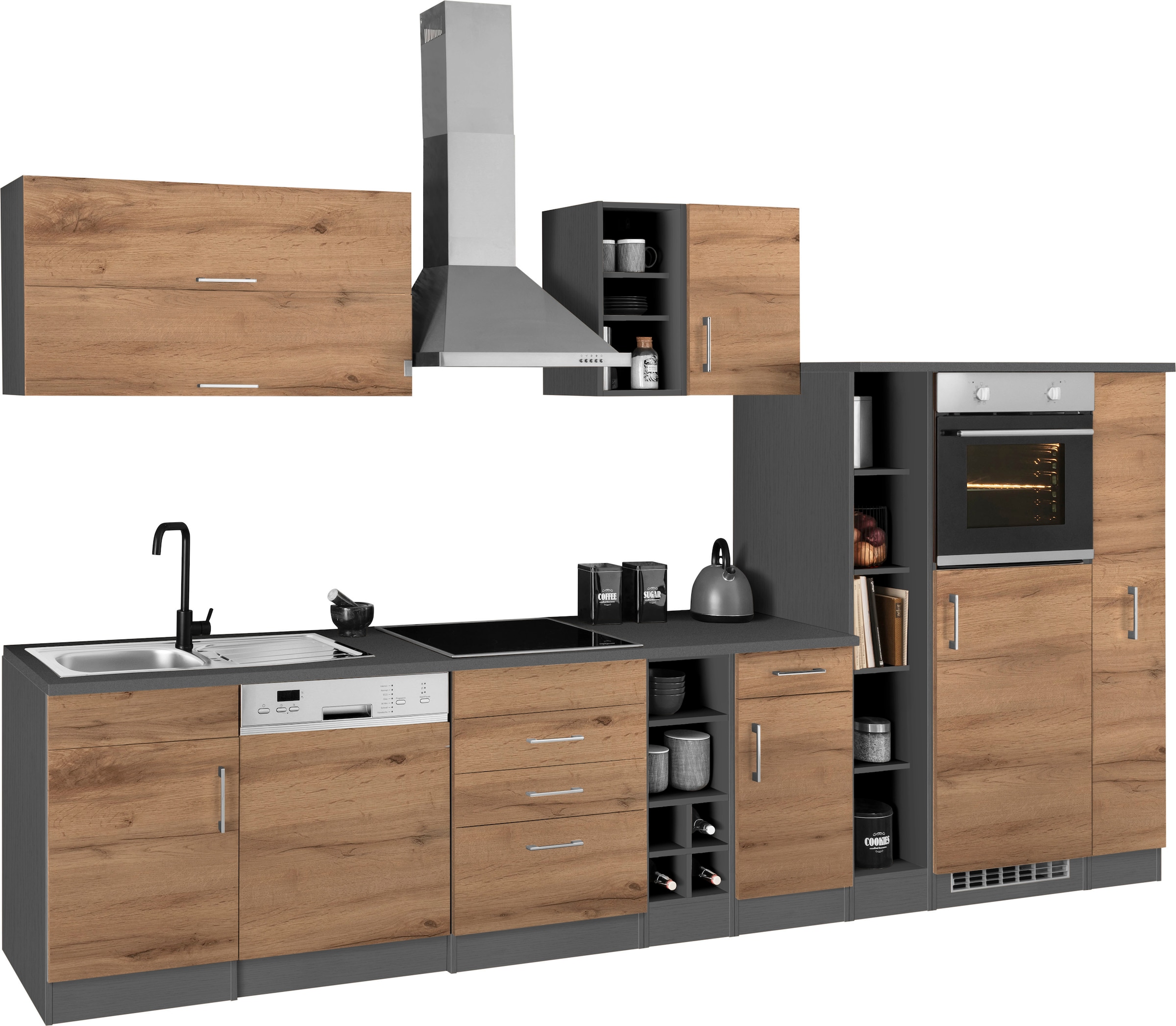 KOCHSTATION Küchenzeile »KS-Colmar«, mit E-Geräten, Breite 360 cm