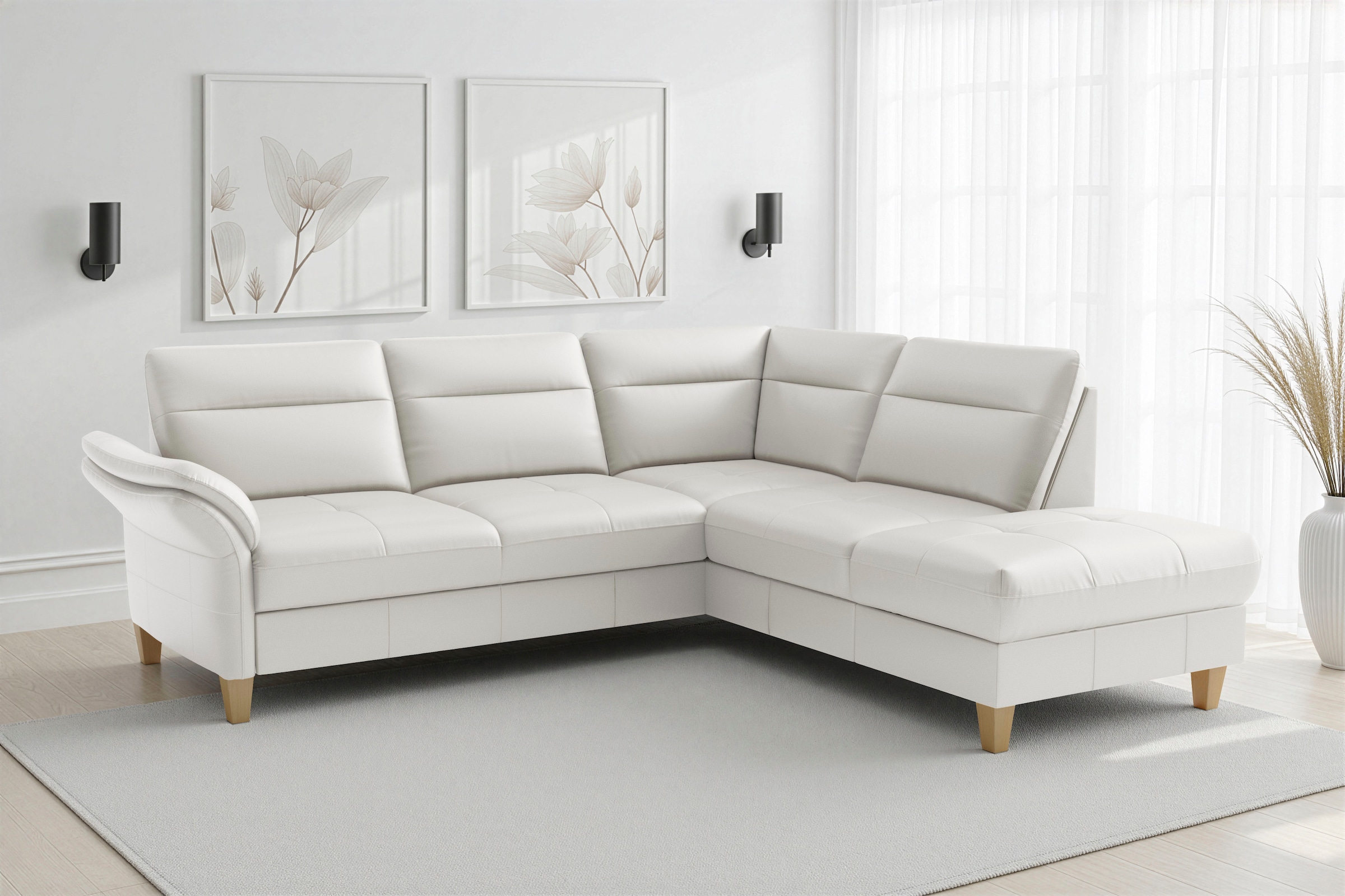 sit&more Ecksofa »Pamela L-Form, Leder, B: 218 cm« optional Armteilverstellung, Bettfunktion & Bettkasten
